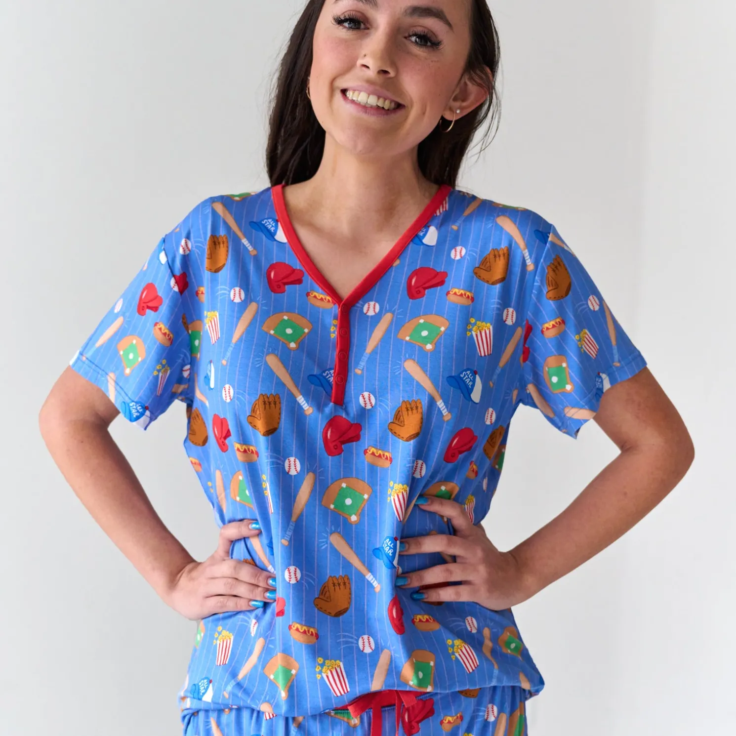 All Stars Women's Short Sleeve Pajama Top