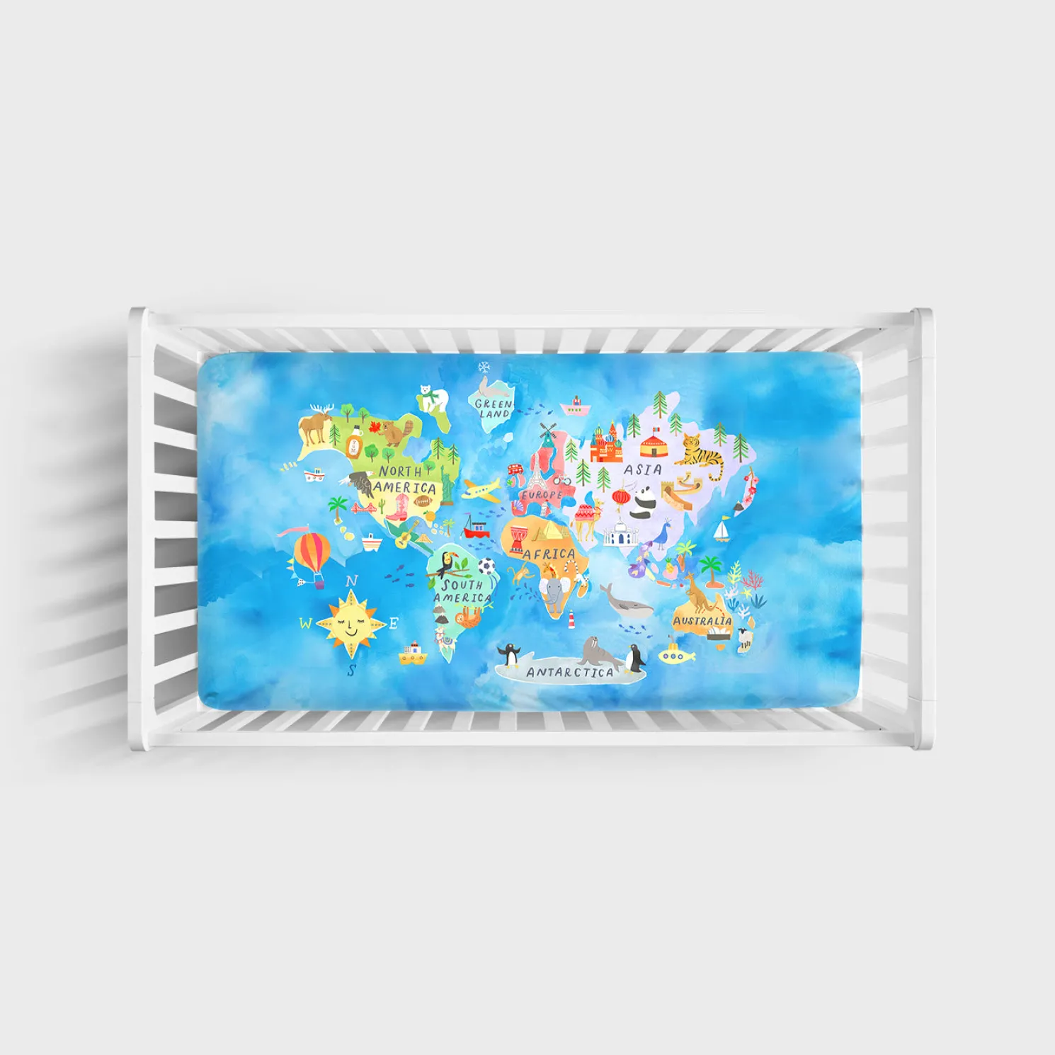 Around The World Fitted Crib Sheet