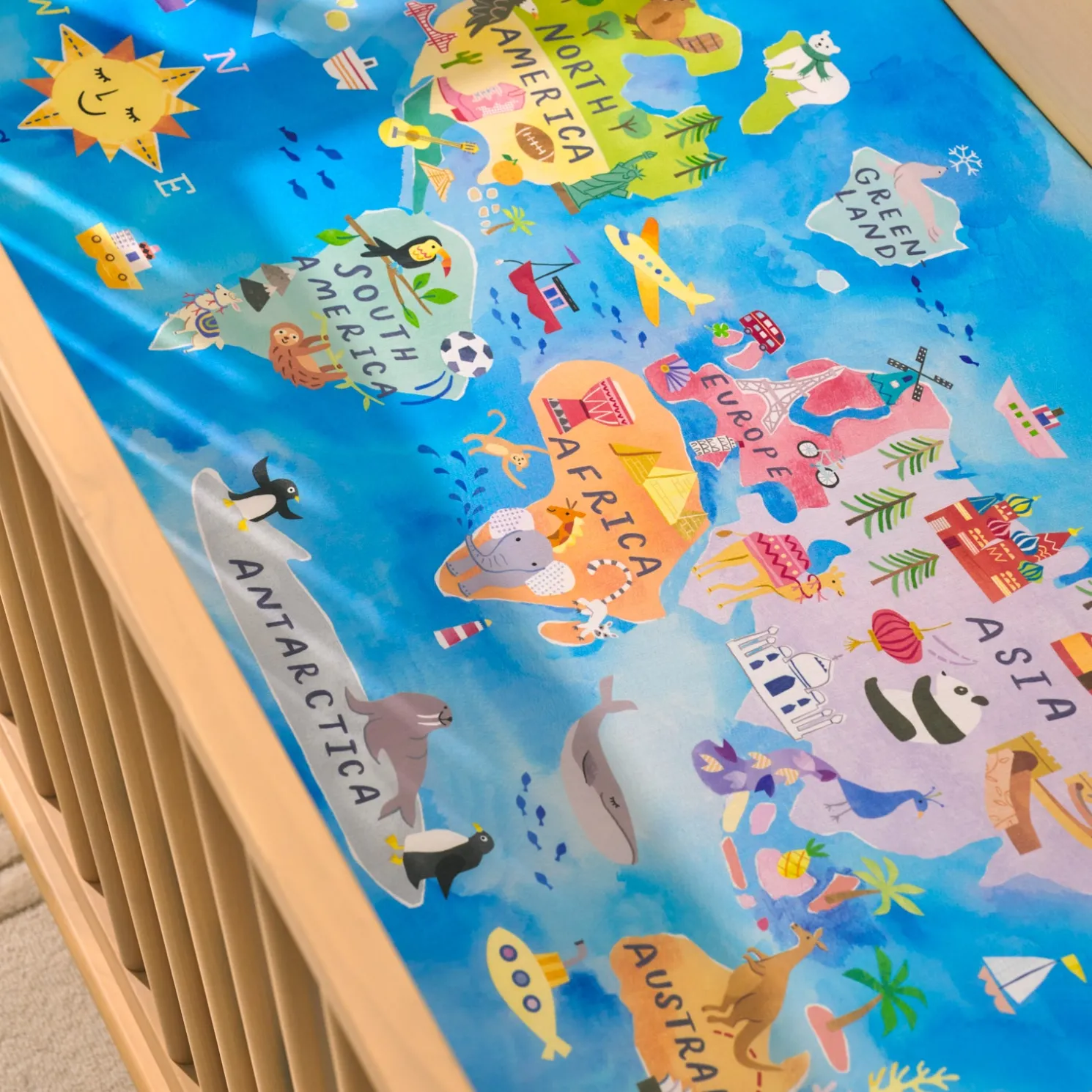 Around The World Fitted Crib Sheet