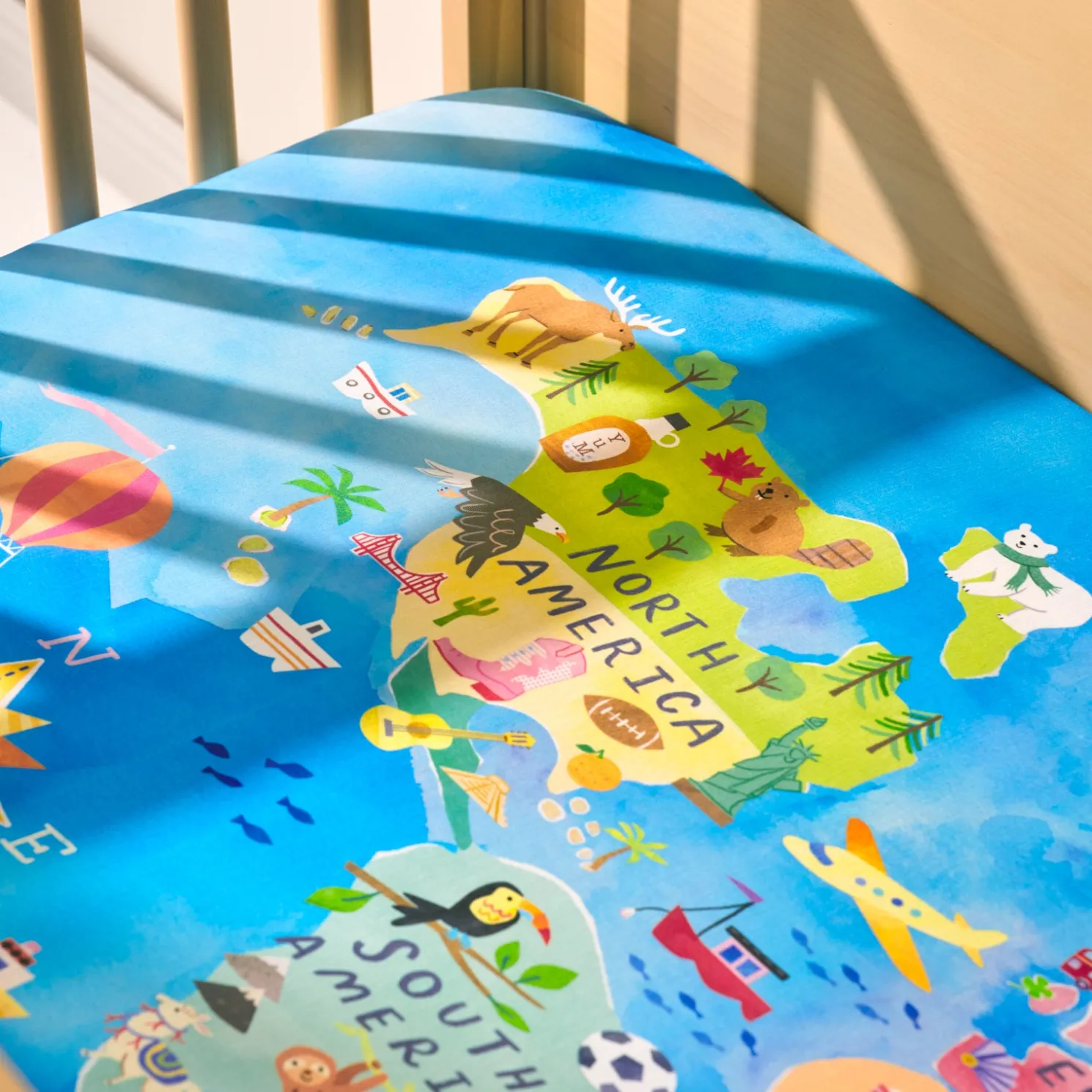 Around The World Fitted Crib Sheet
