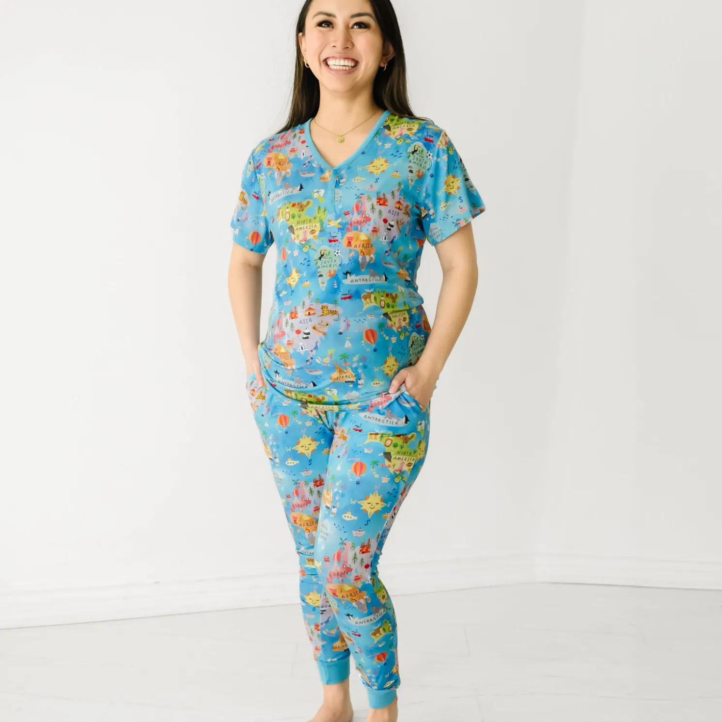 Around The World Women's Short Sleeve Pajama Top