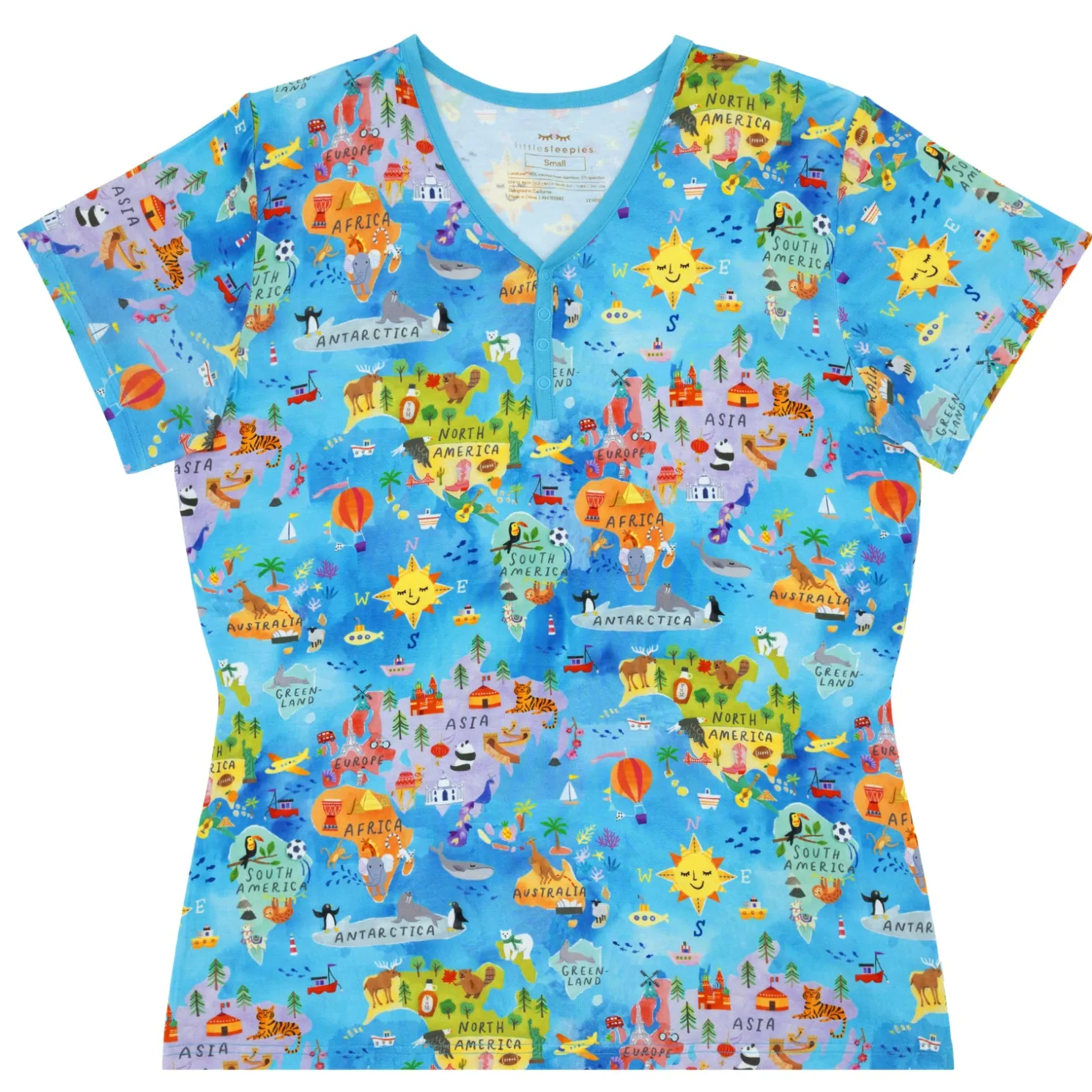 Around The World Women's Short Sleeve Pajama Top