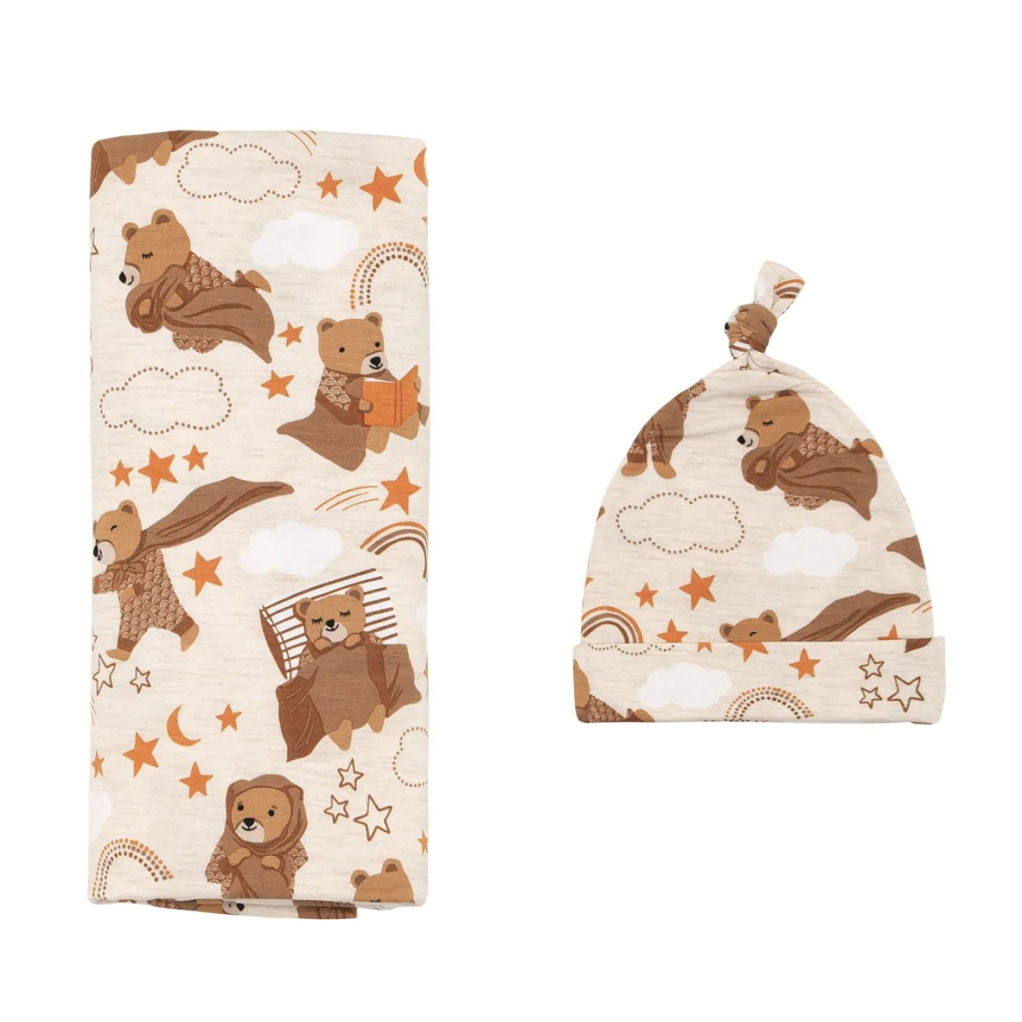 Beary Sleepy Swaddle & Hat Set