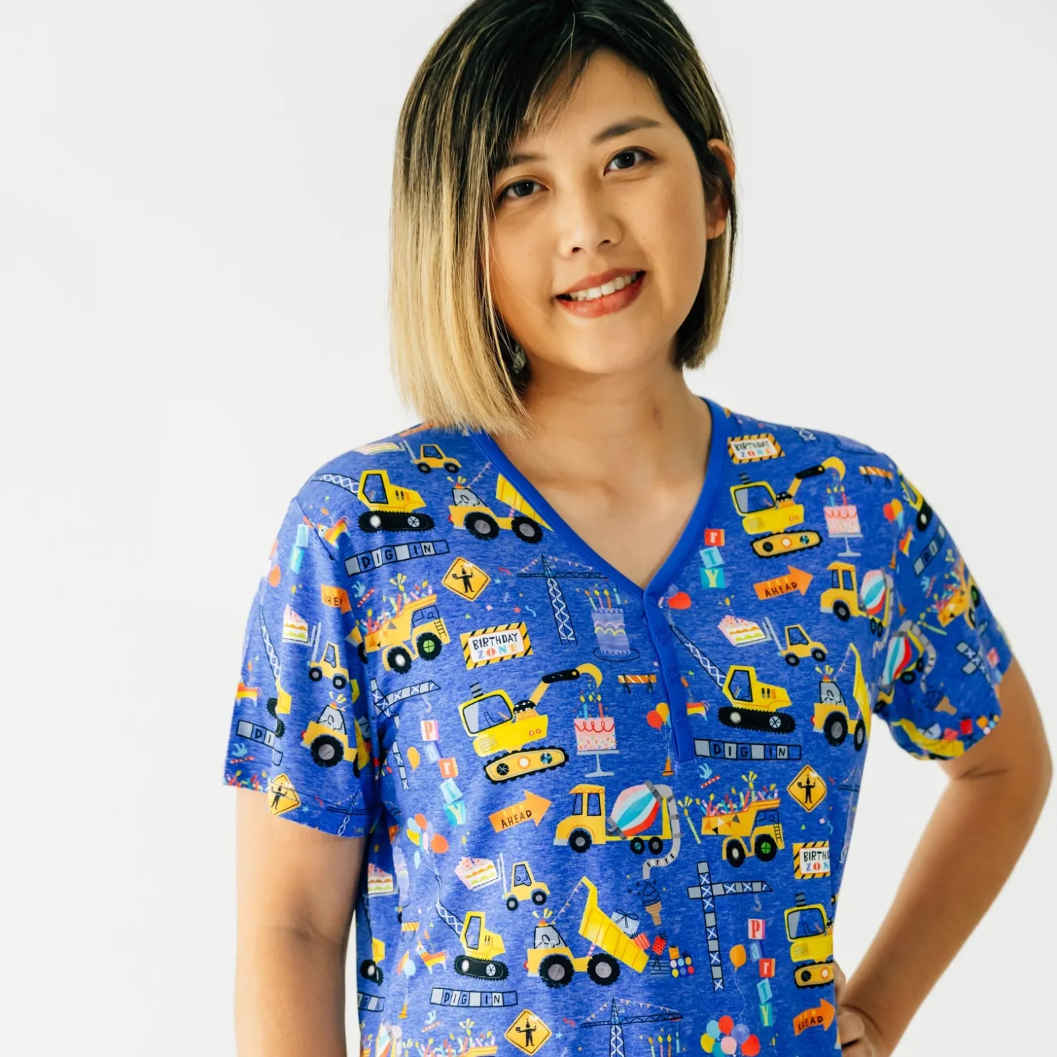 Birthday Builders Women's Short Sleeve Pajama Top