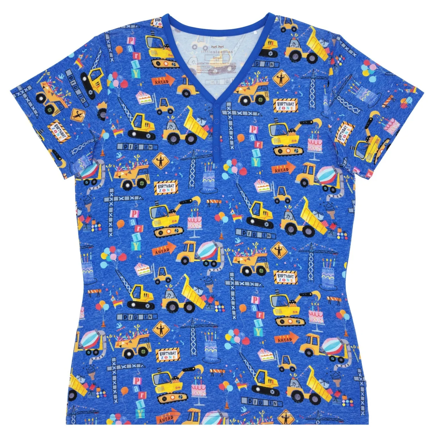 Birthday Builders Women's Short Sleeve Pajama Top