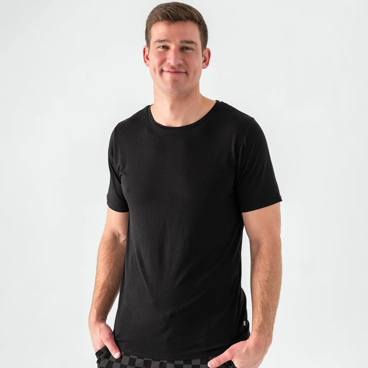 Black Men's Short Sleeve Pajama Top