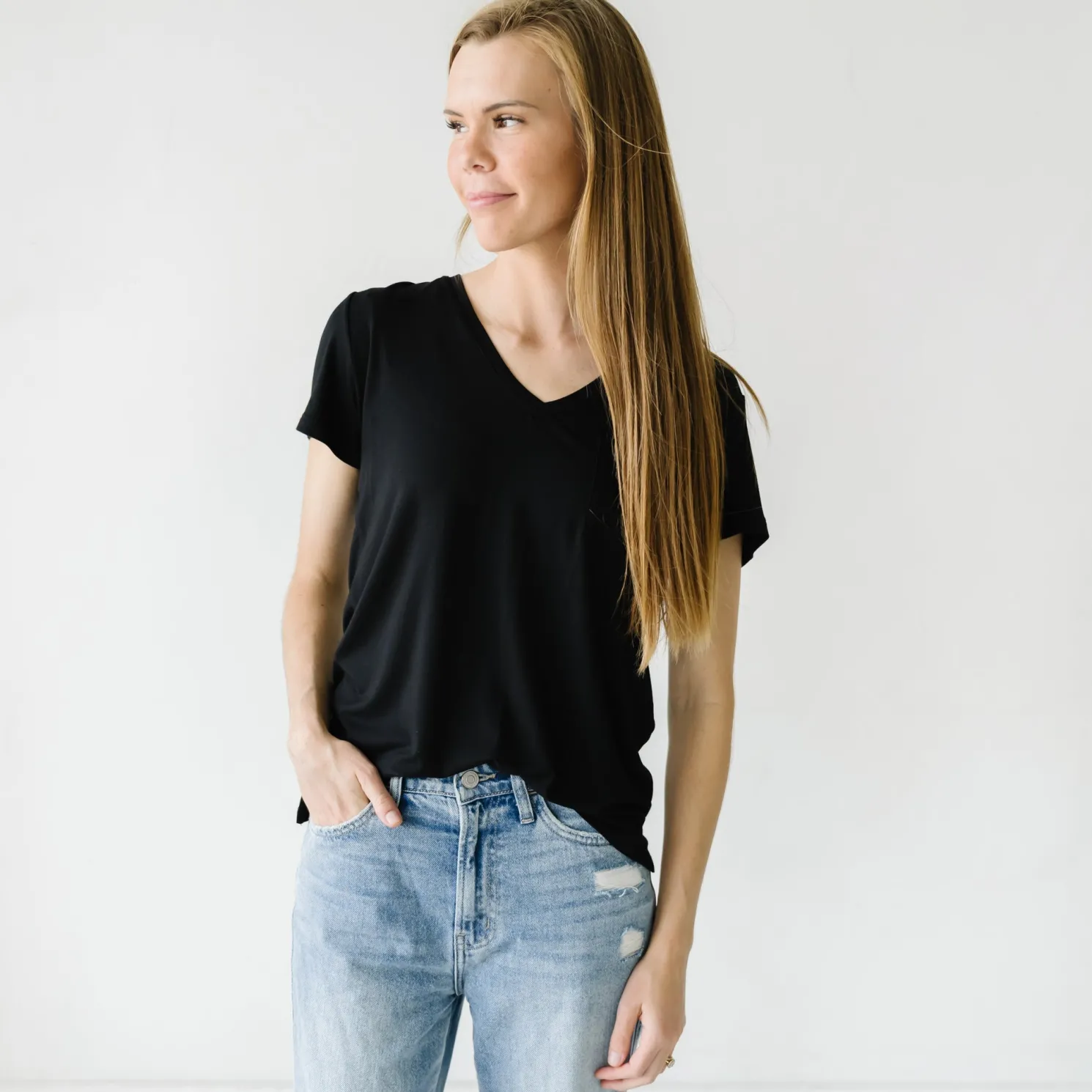 Black Perfect Pocket Tee