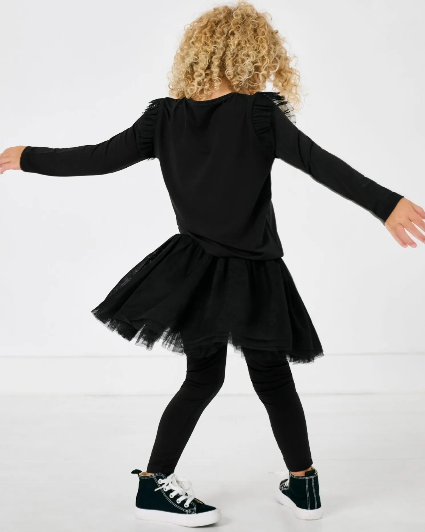 Black Cat Mesh Flutter Tee