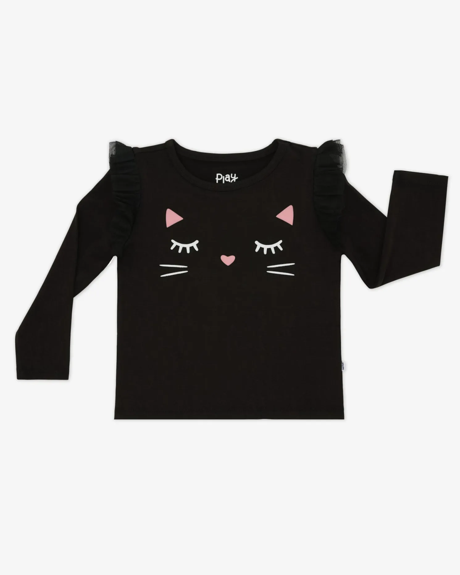 Black Cat Mesh Flutter Tee