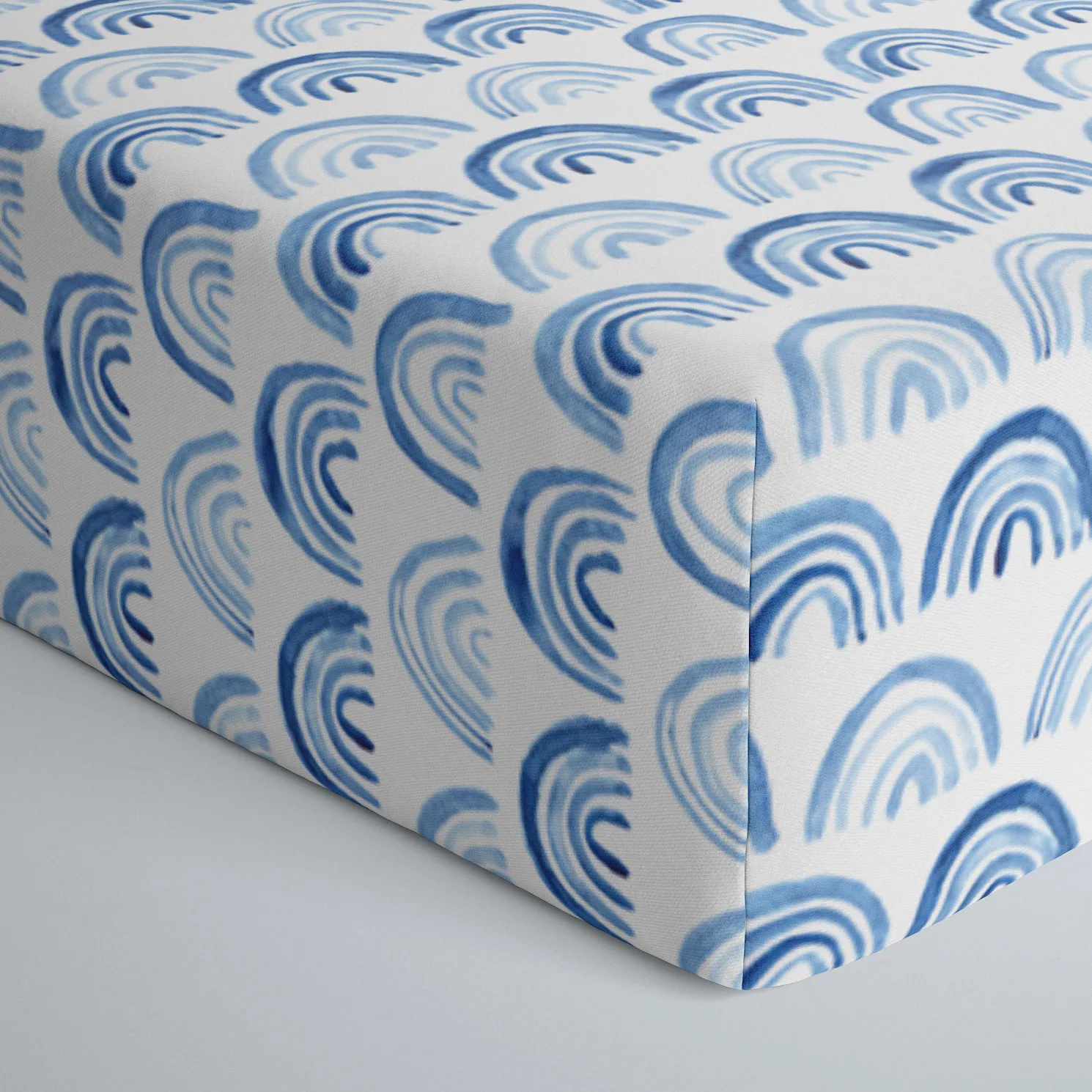Blue Rainbows Fitted Crib Sheet