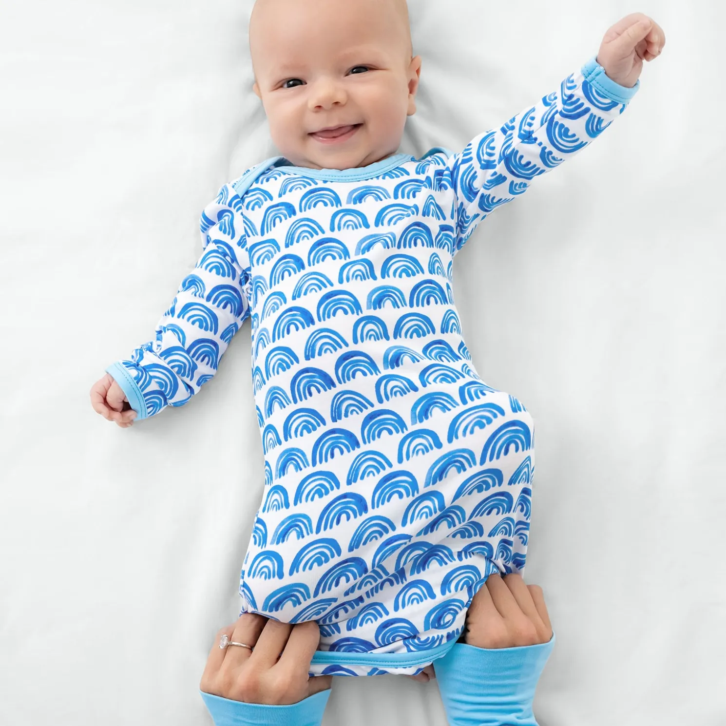 Blue Rainbows Infant Gown