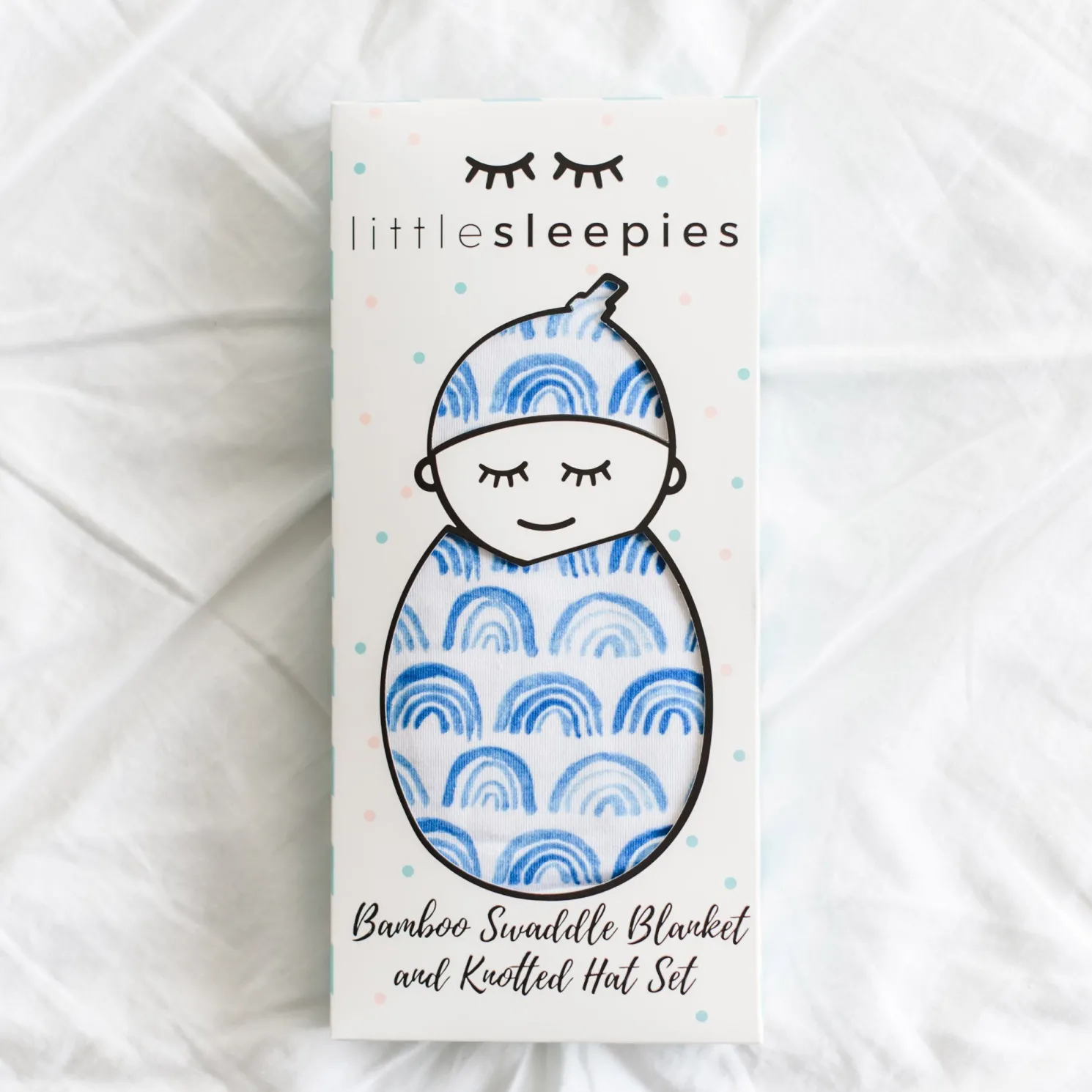 Blue Rainbows Swaddle & Hat Set