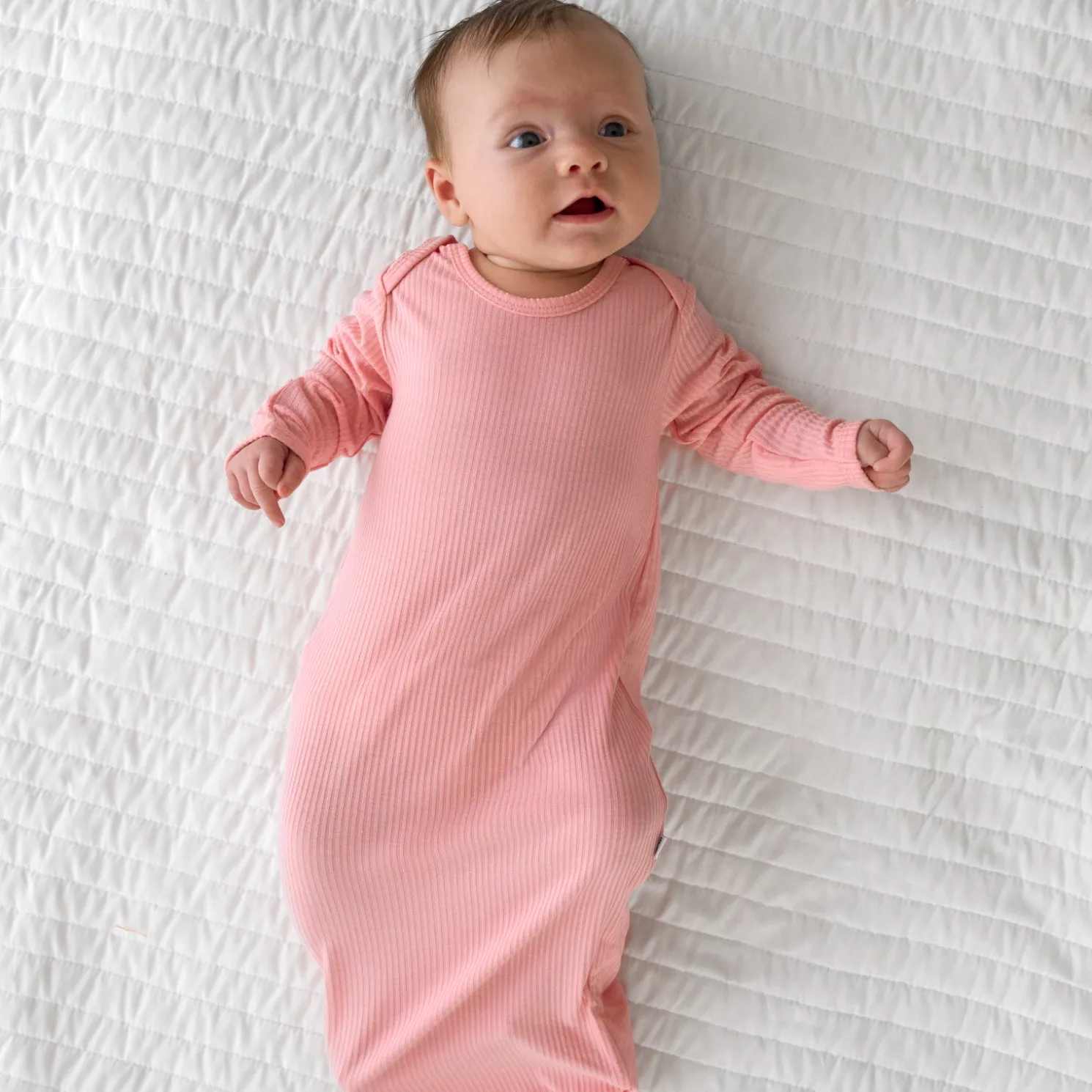 Bubblegum Ribbed Infant Gown