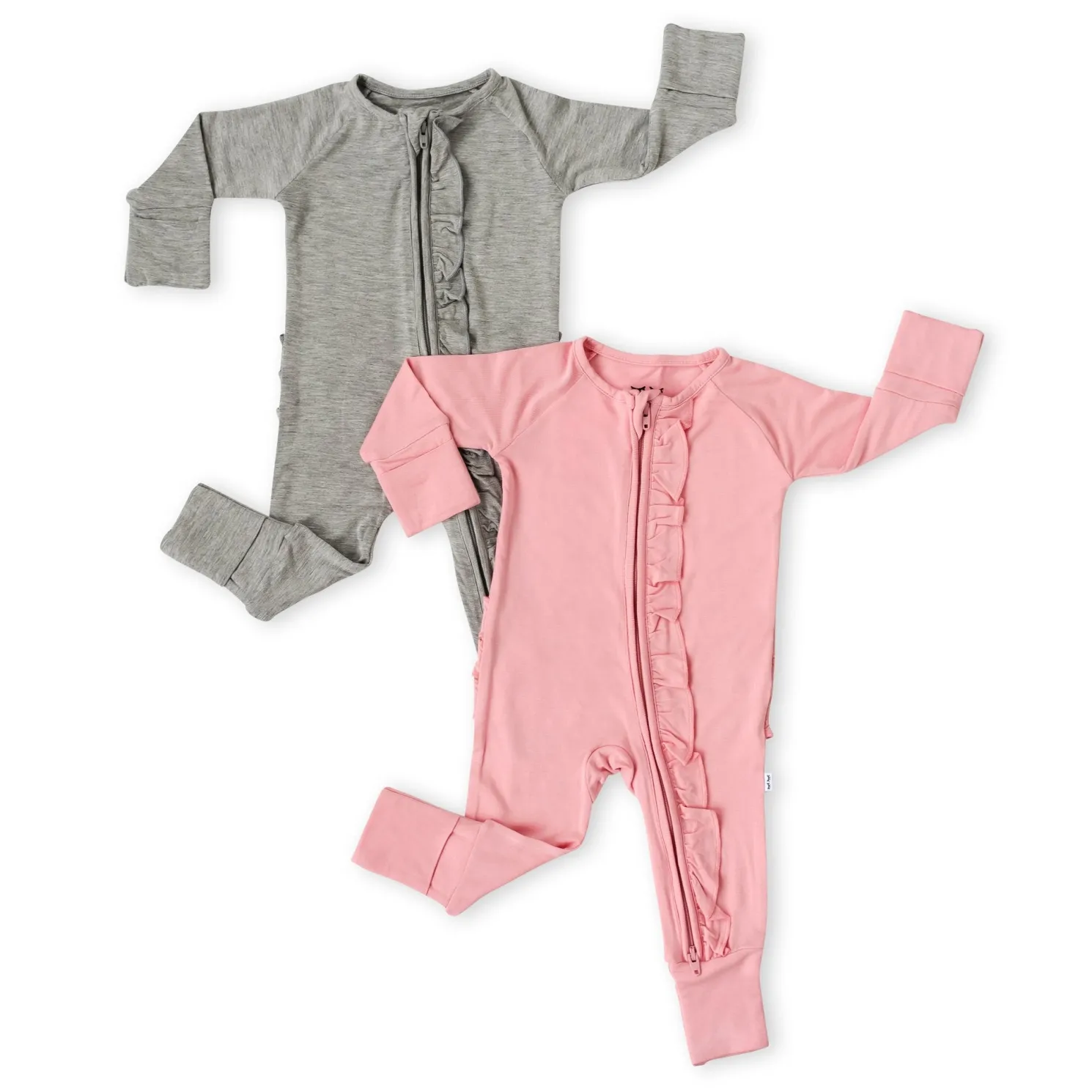 Bubblegum & Heather Gray Ruffle Zippy