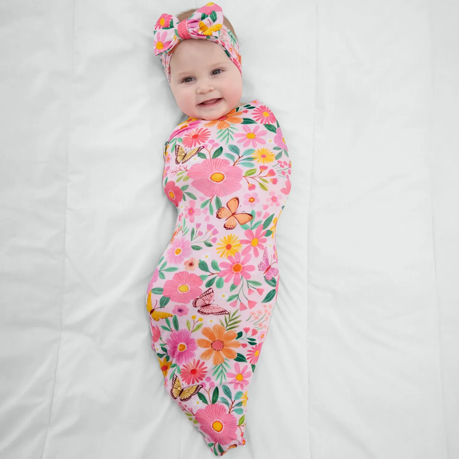 Butterfly Blooms Swaddle & Luxe Bow Headband Set