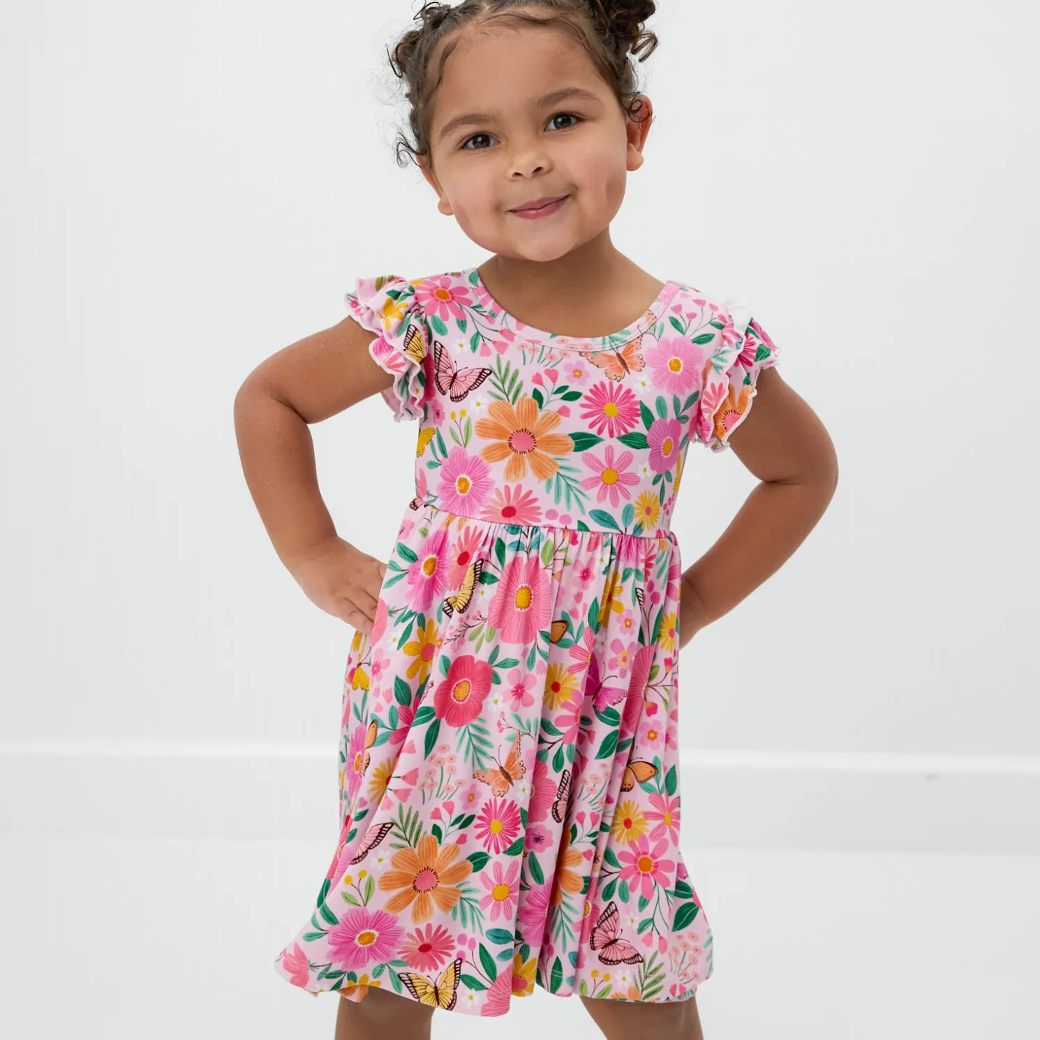 Butterfly Blooms Flutter Twirl Dress with Bodysuit