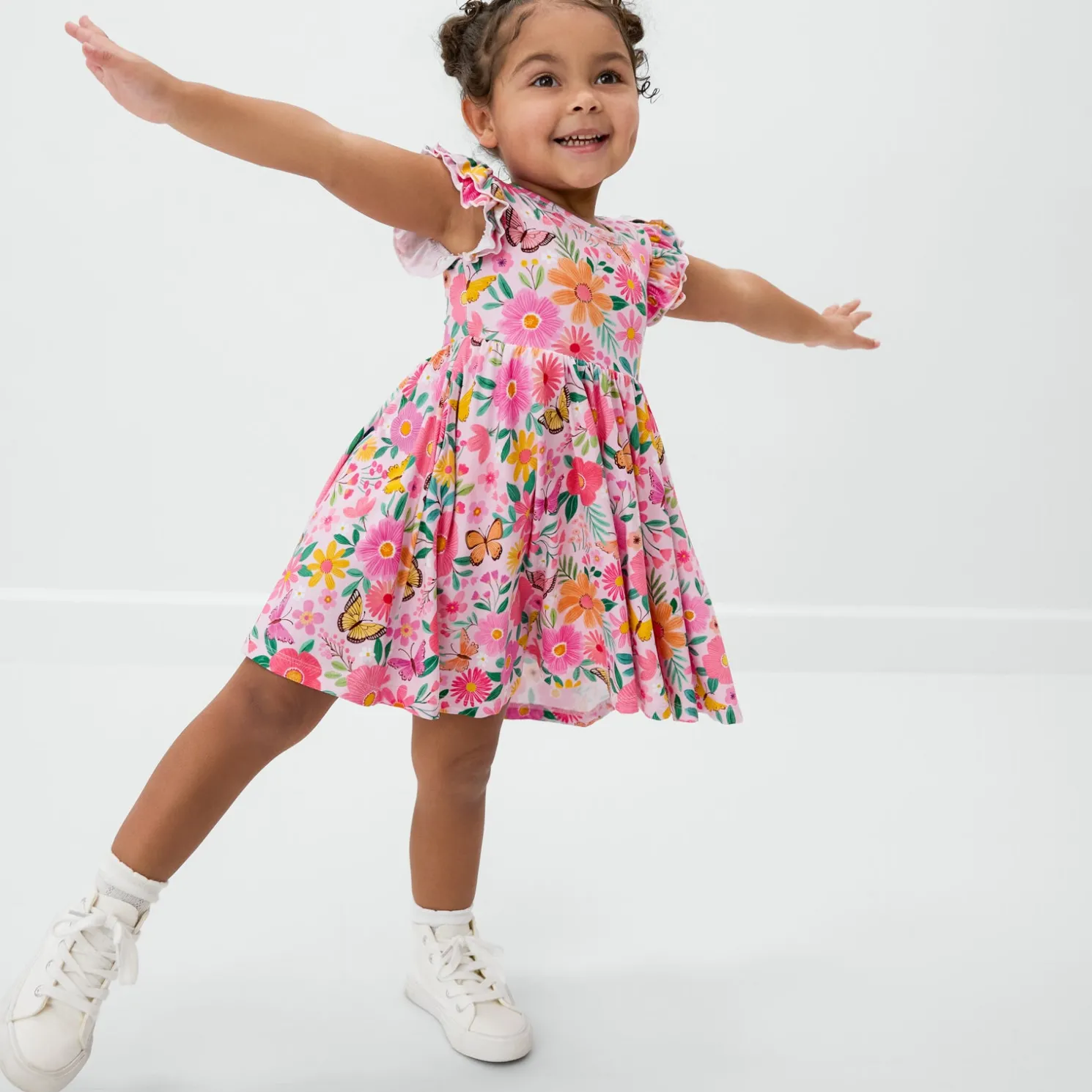 Butterfly Blooms Flutter Twirl Dress with Bodysuit