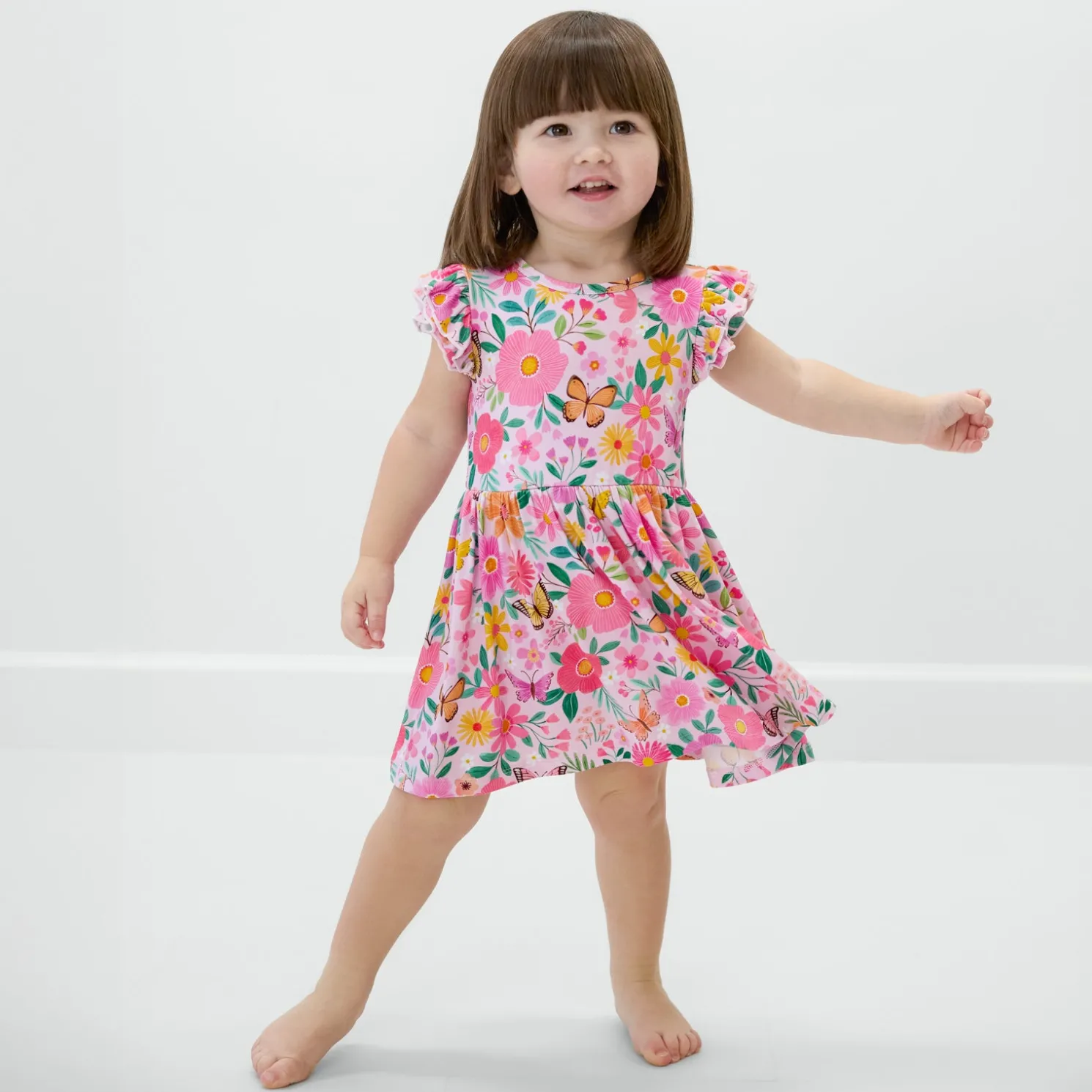 Butterfly Blooms Flutter Twirl Dress with Bodysuit