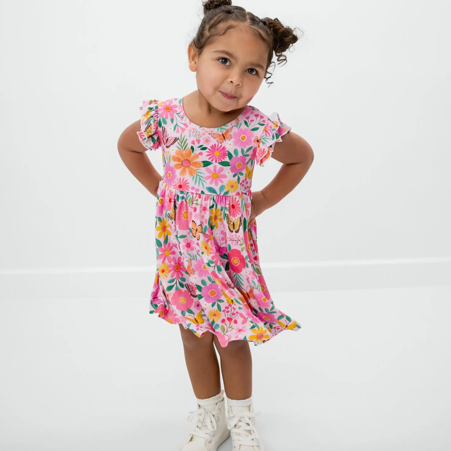 Butterfly Blooms Flutter Twirl Dress with Bodysuit