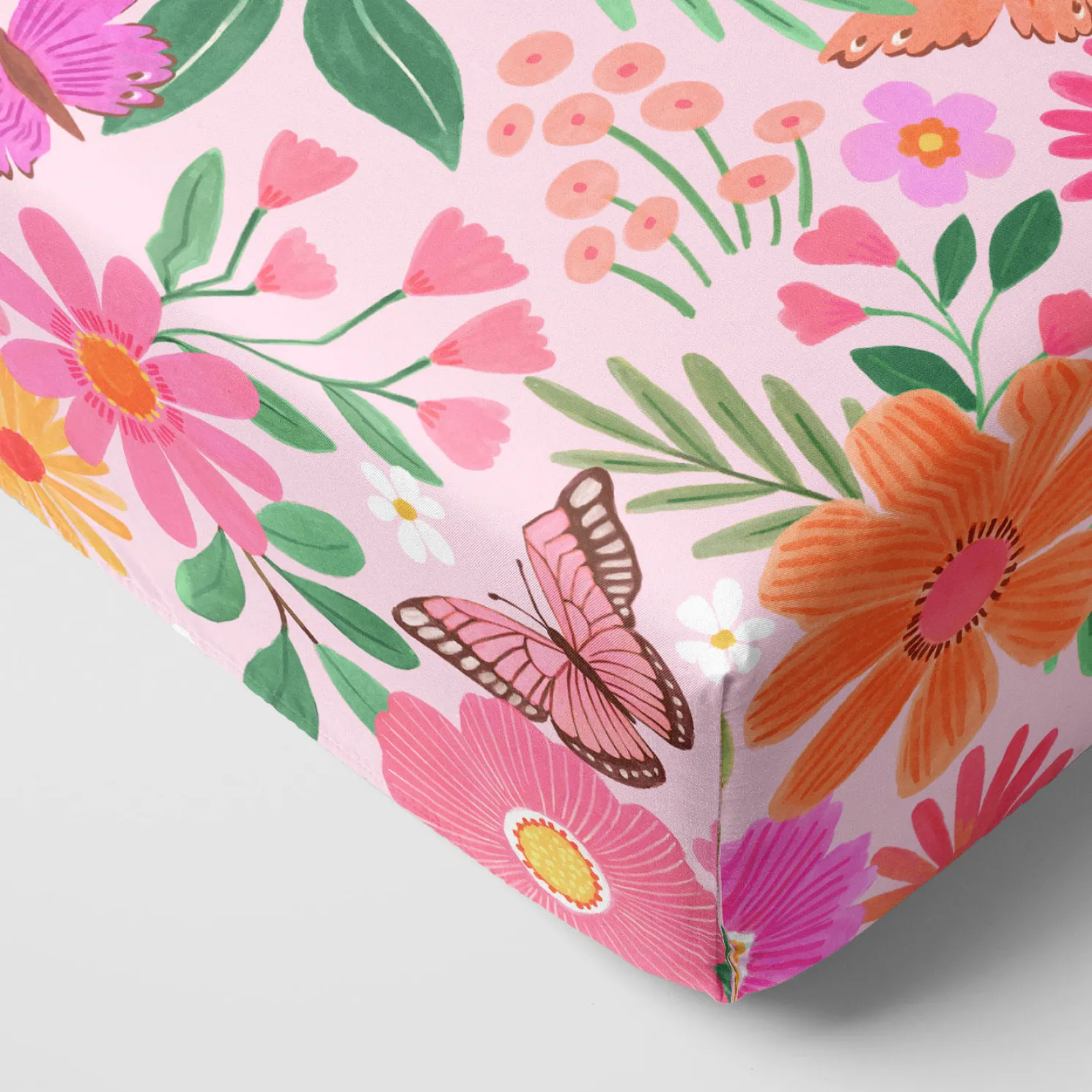 Butterfly Blooms Fitted Crib Sheet