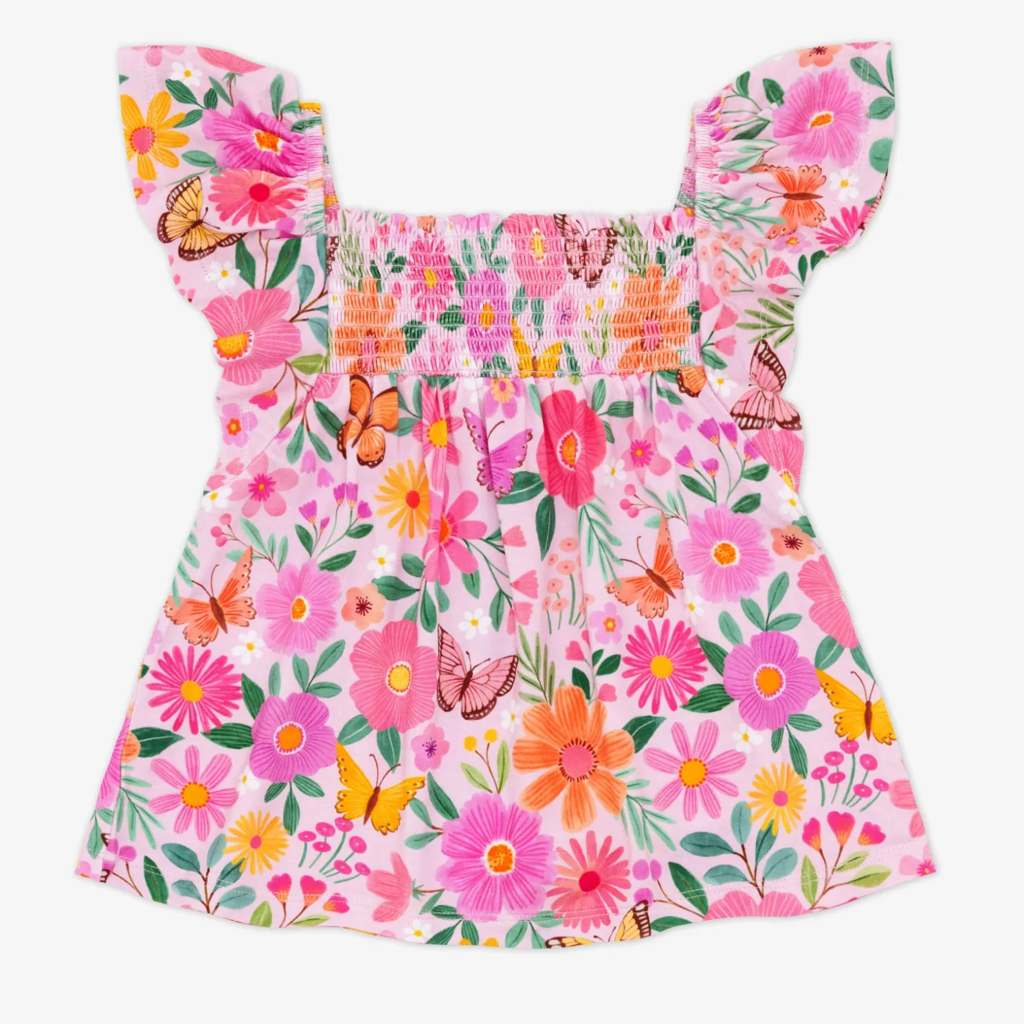 Butterfly Blooms Smocked Flutter Top