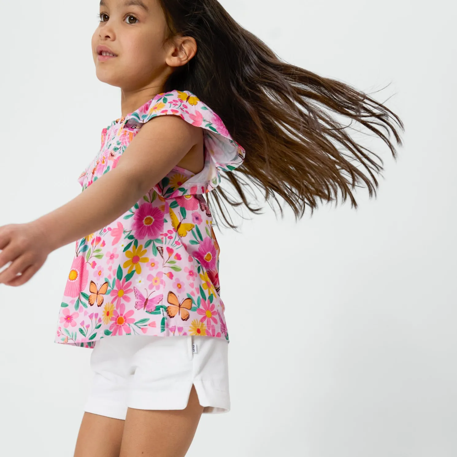 Butterfly Blooms Smocked Flutter Top