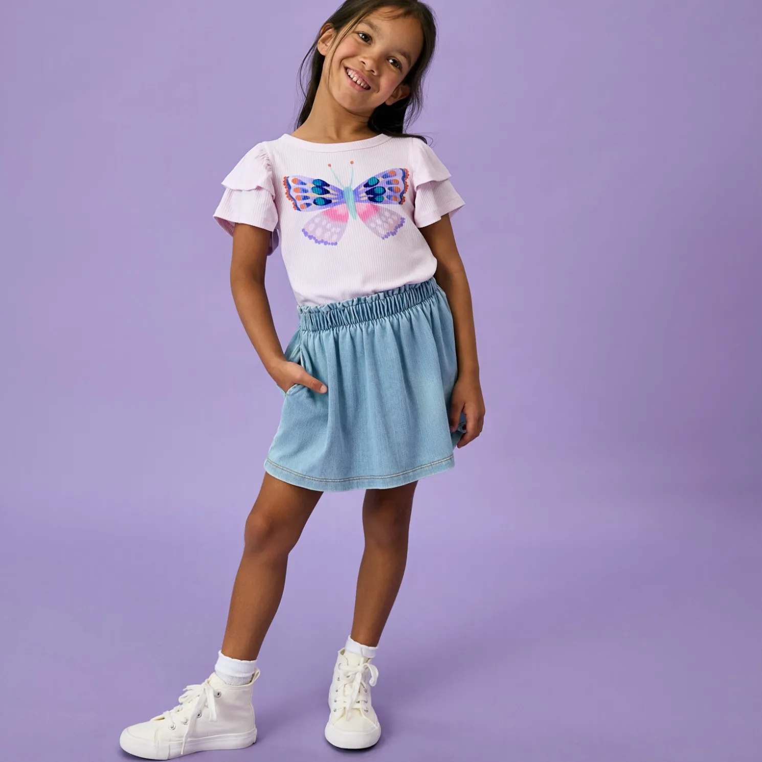 Butterfly Graphic Double Flutter Tee