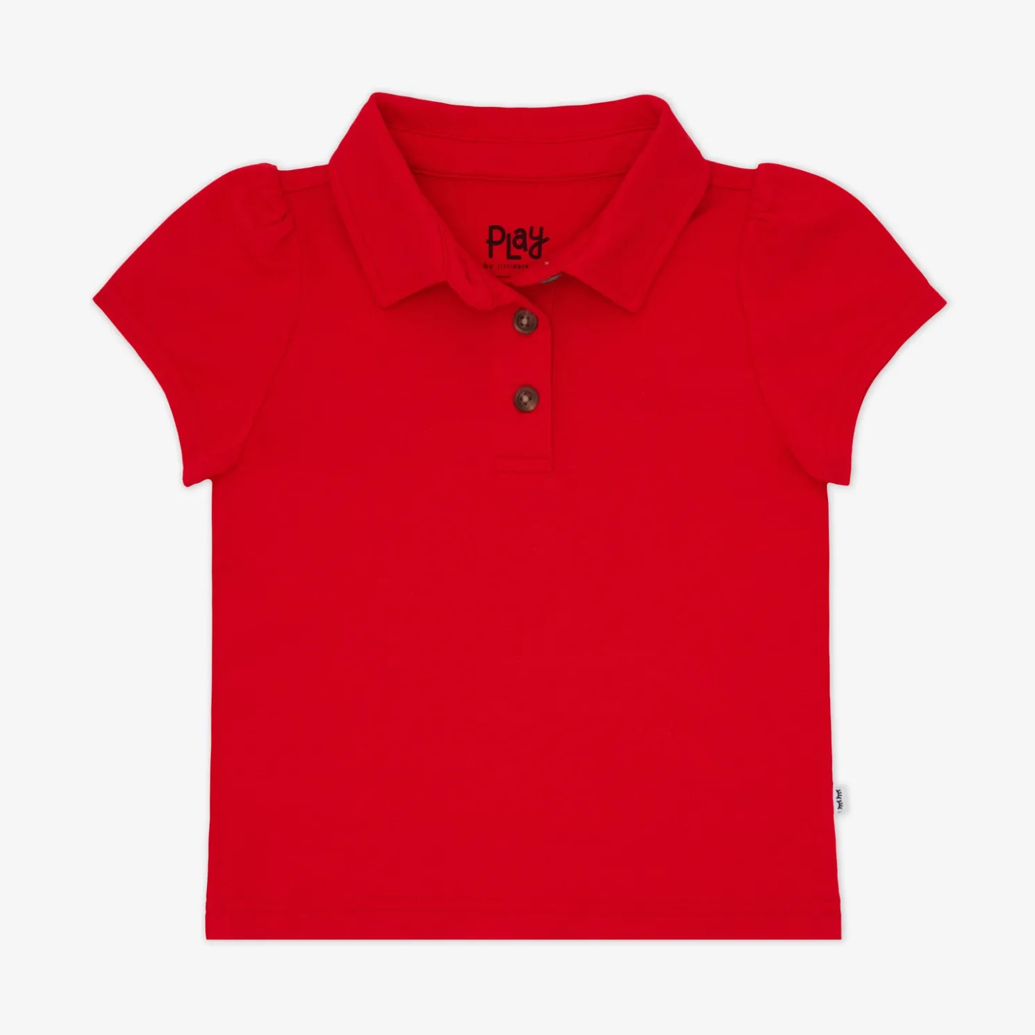 Candy Red Puff Sleeve Polo