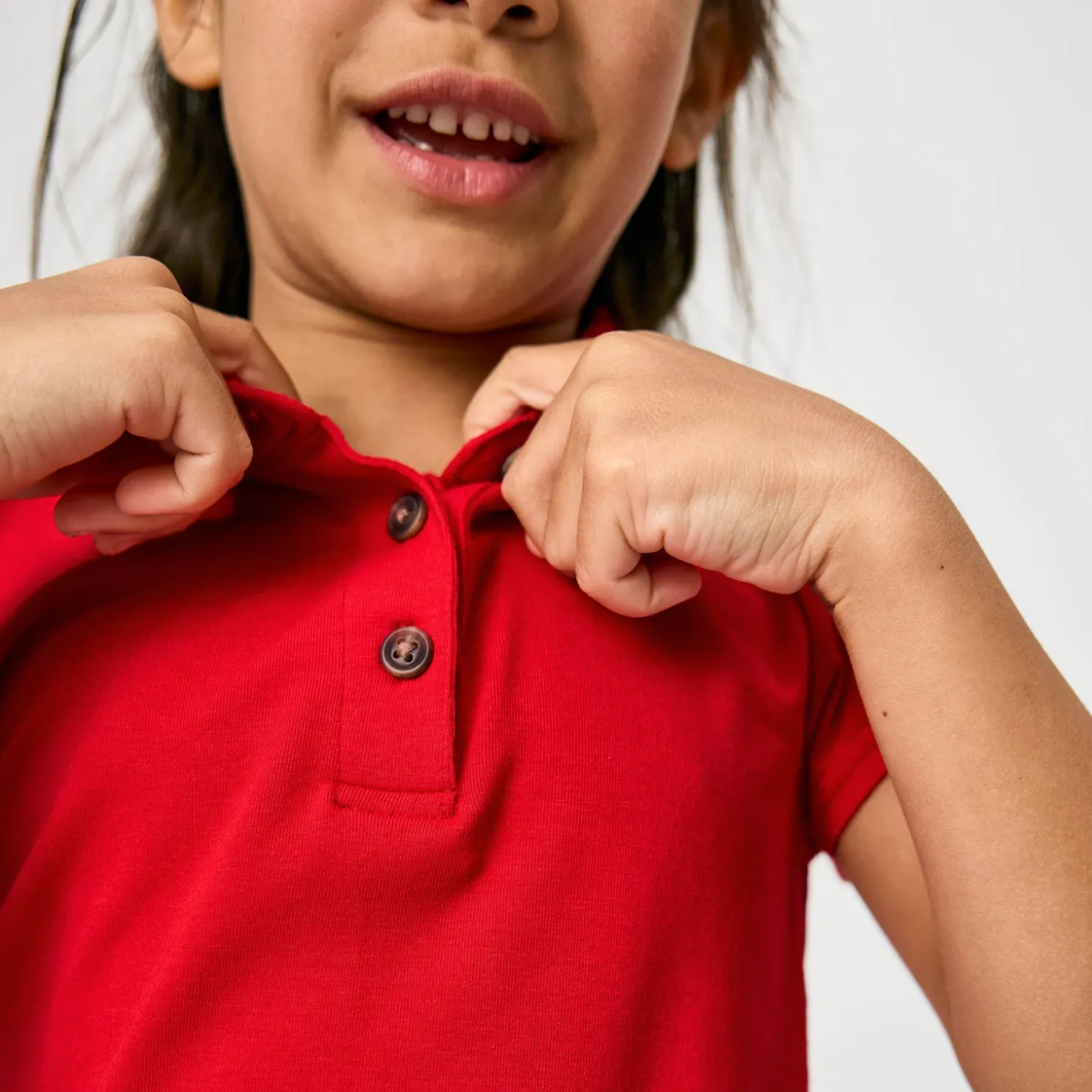 Candy Red Puff Sleeve Polo