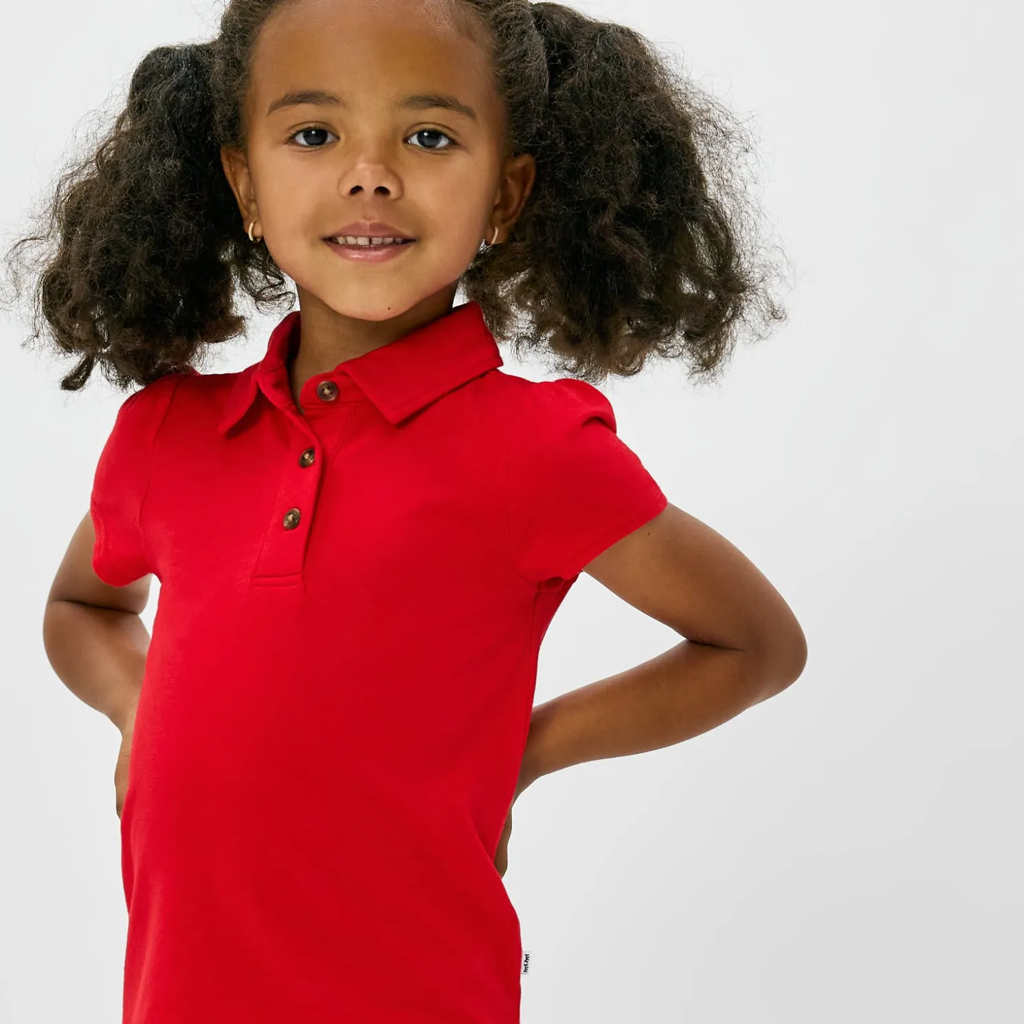 Candy Red Puff Sleeve Polo