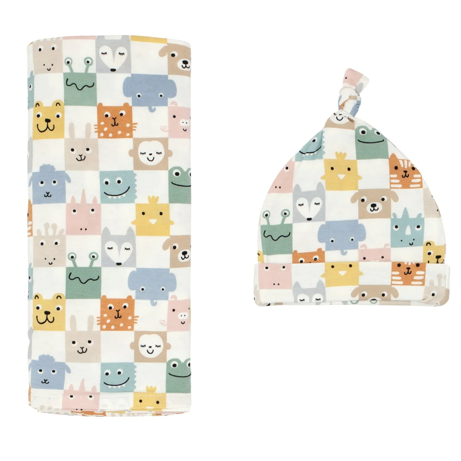 Check Mates Swaddle & Hat Set