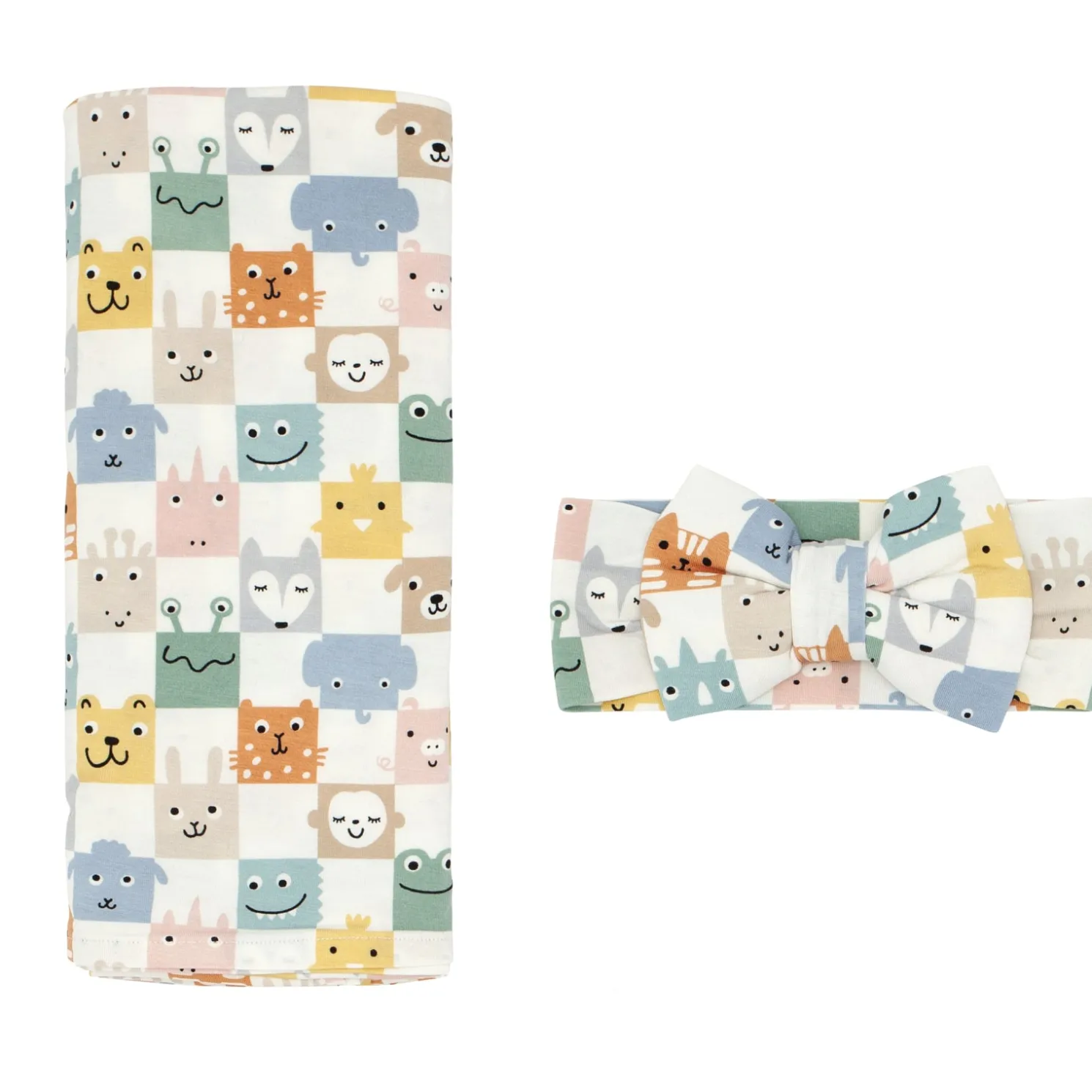 Check Mates Swaddle & Luxe Bow Headband Set