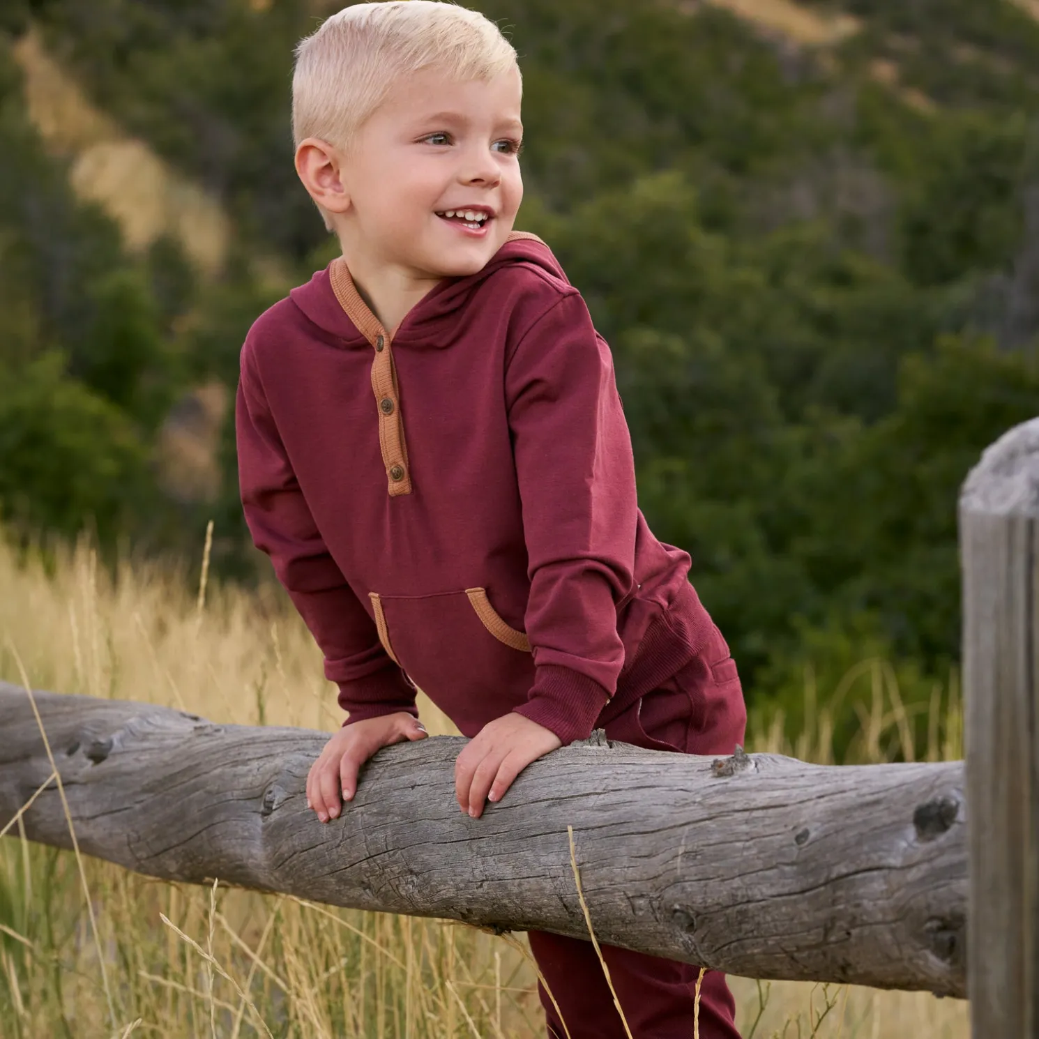 Classic Burgundy Henley Hoodie