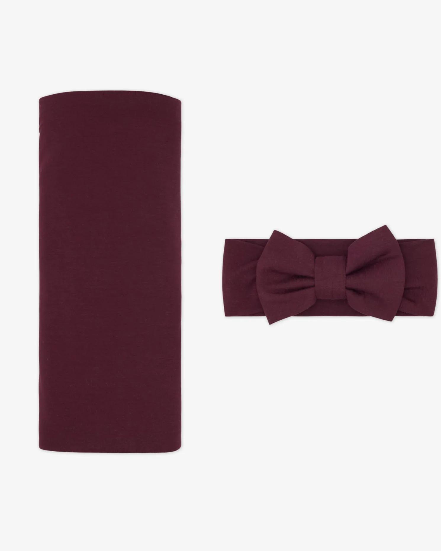 Classic Burgundy Swaddle & Luxe Bow Headband Set