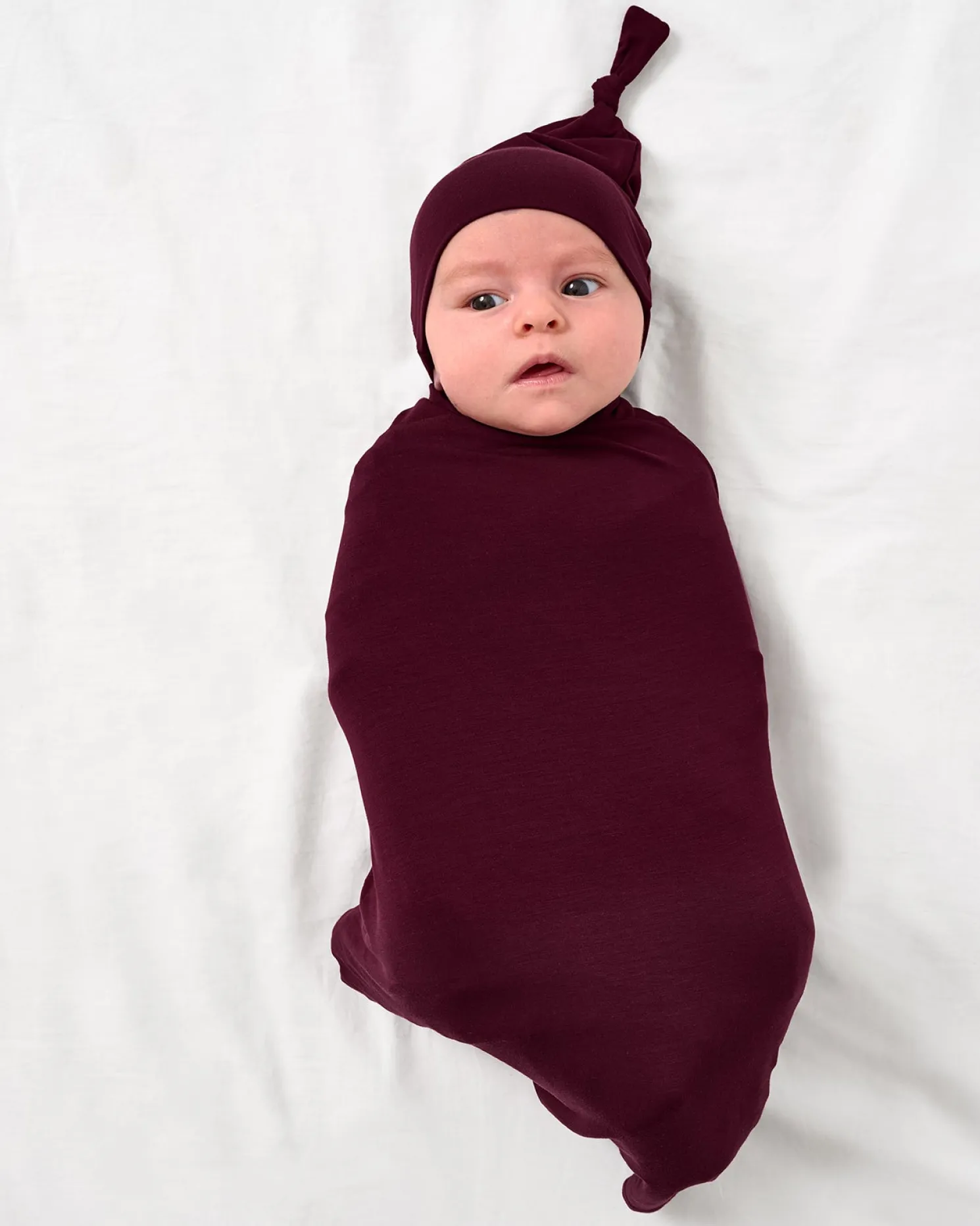 Classic Burgundy Swaddle & Hat Set