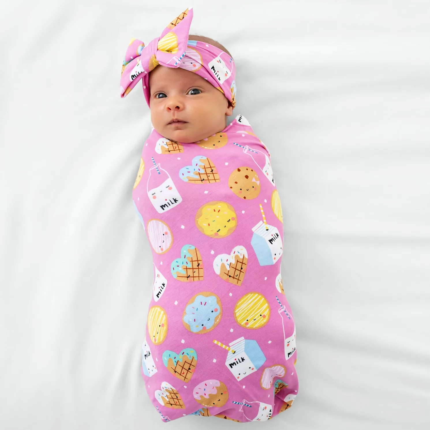 Cookies & Milk Swaddle & Luxe Bow Headband Set