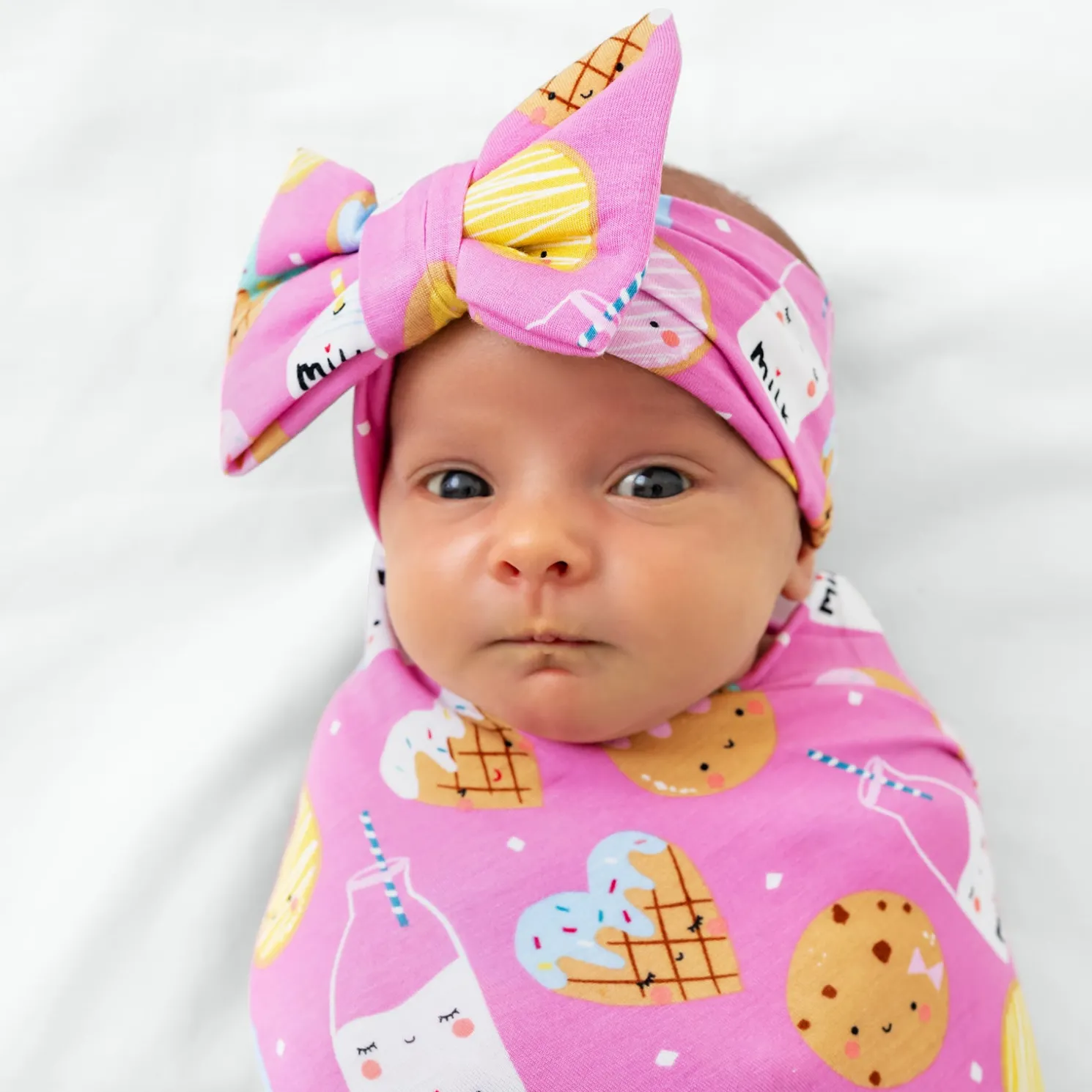 Cookies & Milk Swaddle & Luxe Bow Headband Set