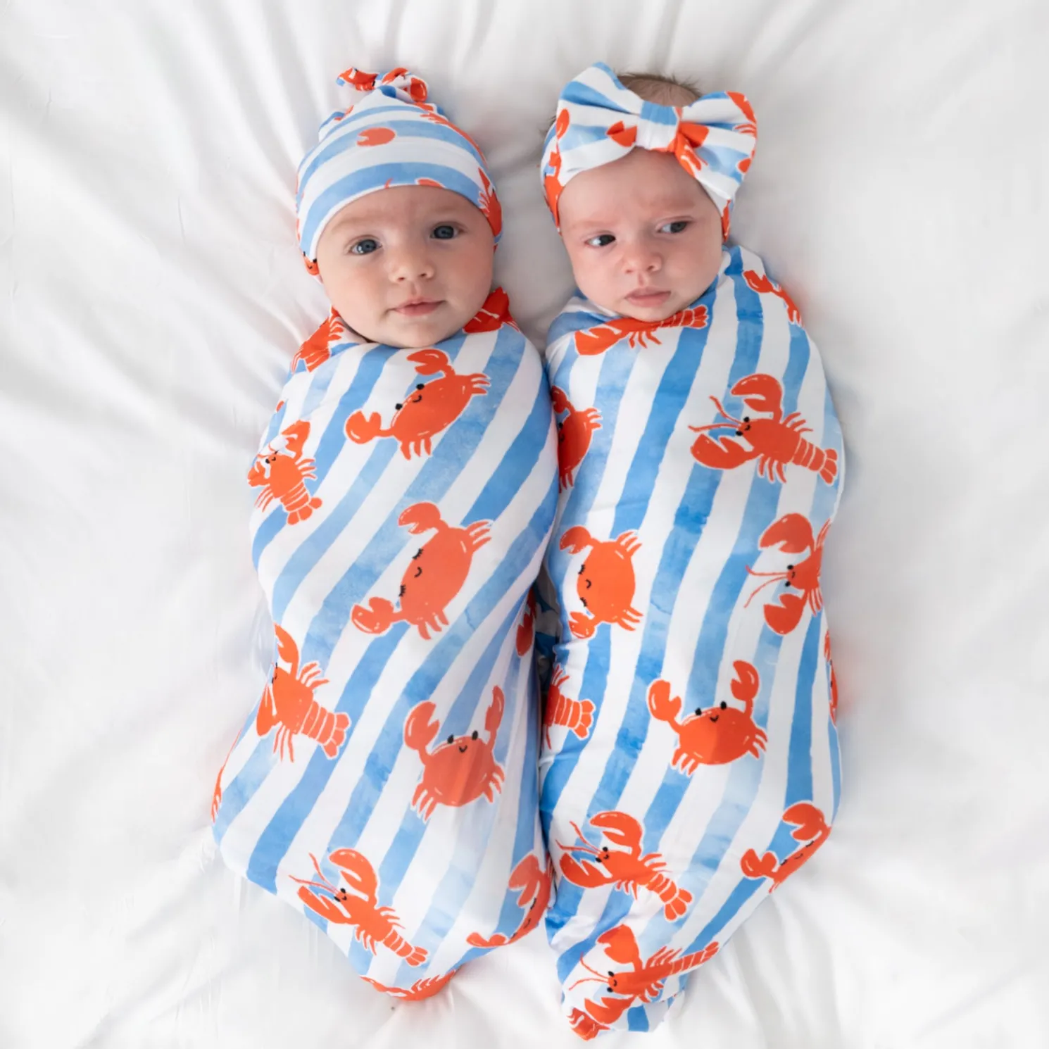 Crustacean Crew Swaddle & Luxe Bow Headband Set