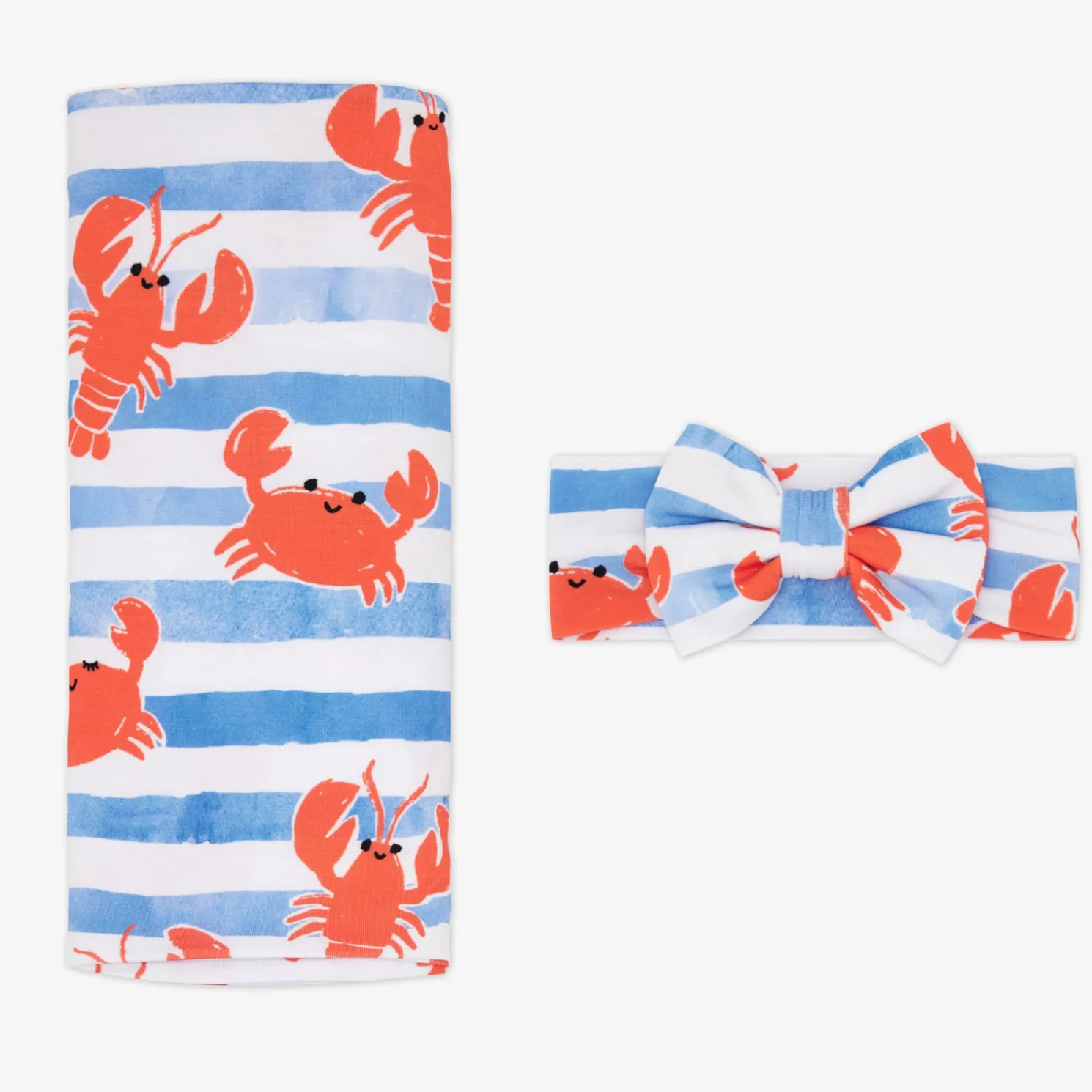 Crustacean Crew Swaddle & Luxe Bow Headband Set