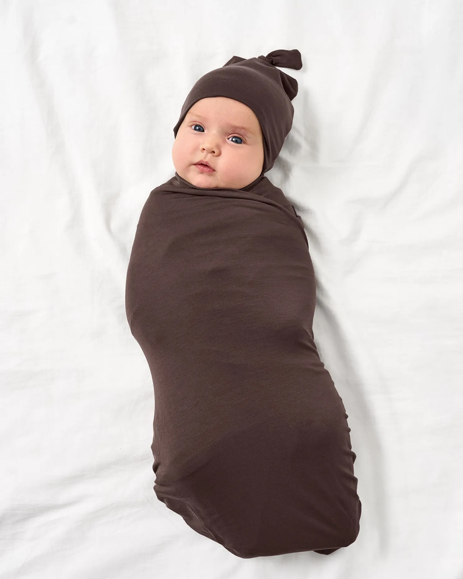 Dark Chocolate Swaddle & Hat Set