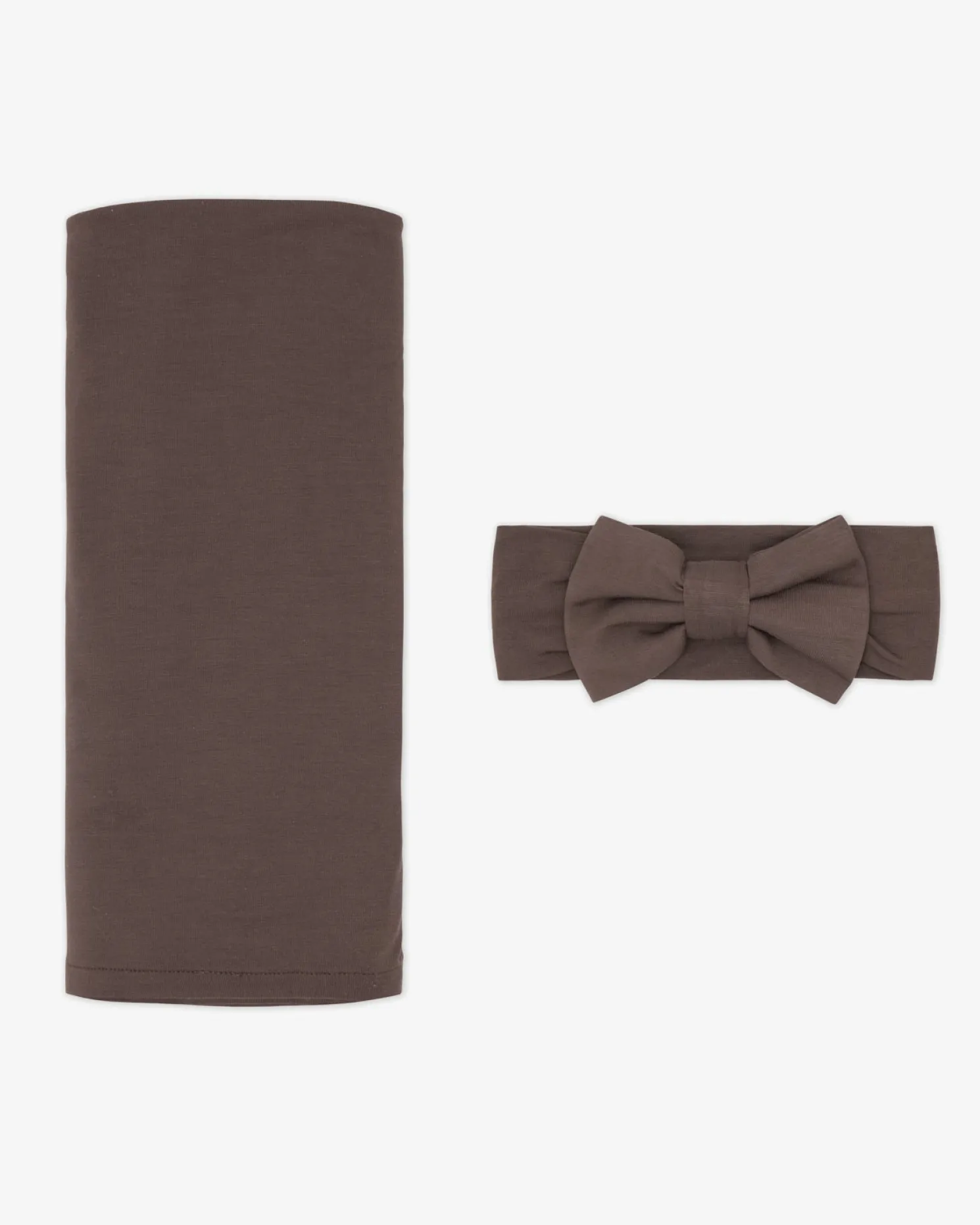 Dark Chocolate Swaddle & Luxe Bow Headband Set