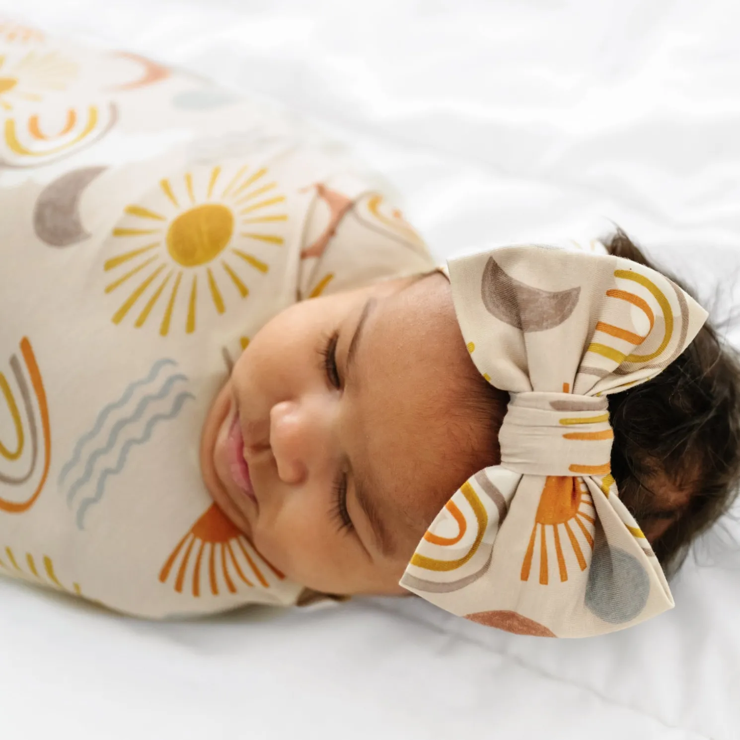 Desert Sunrise Swaddle & Luxe Bow Headband Set