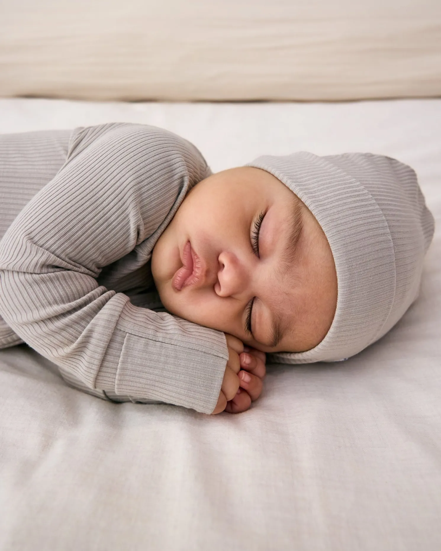 Dove Gray Ribbed Infant Beanie