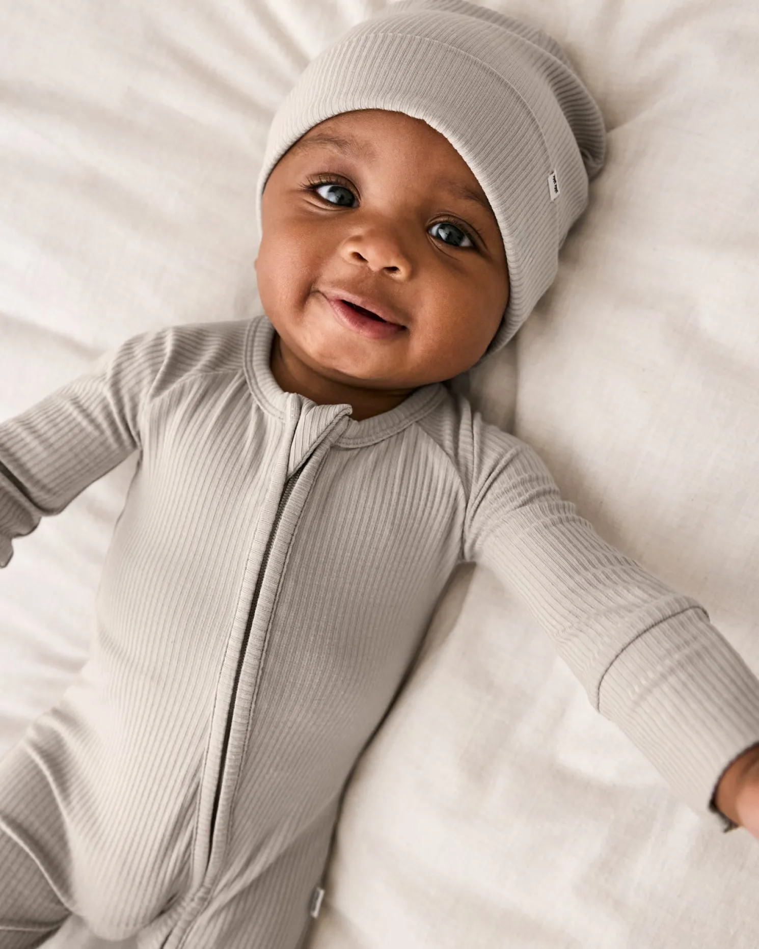 Dove Gray Ribbed Infant Beanie