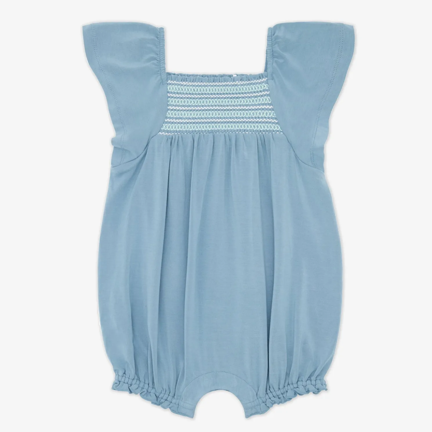 Dusk Blue Smocked Flutter Romper