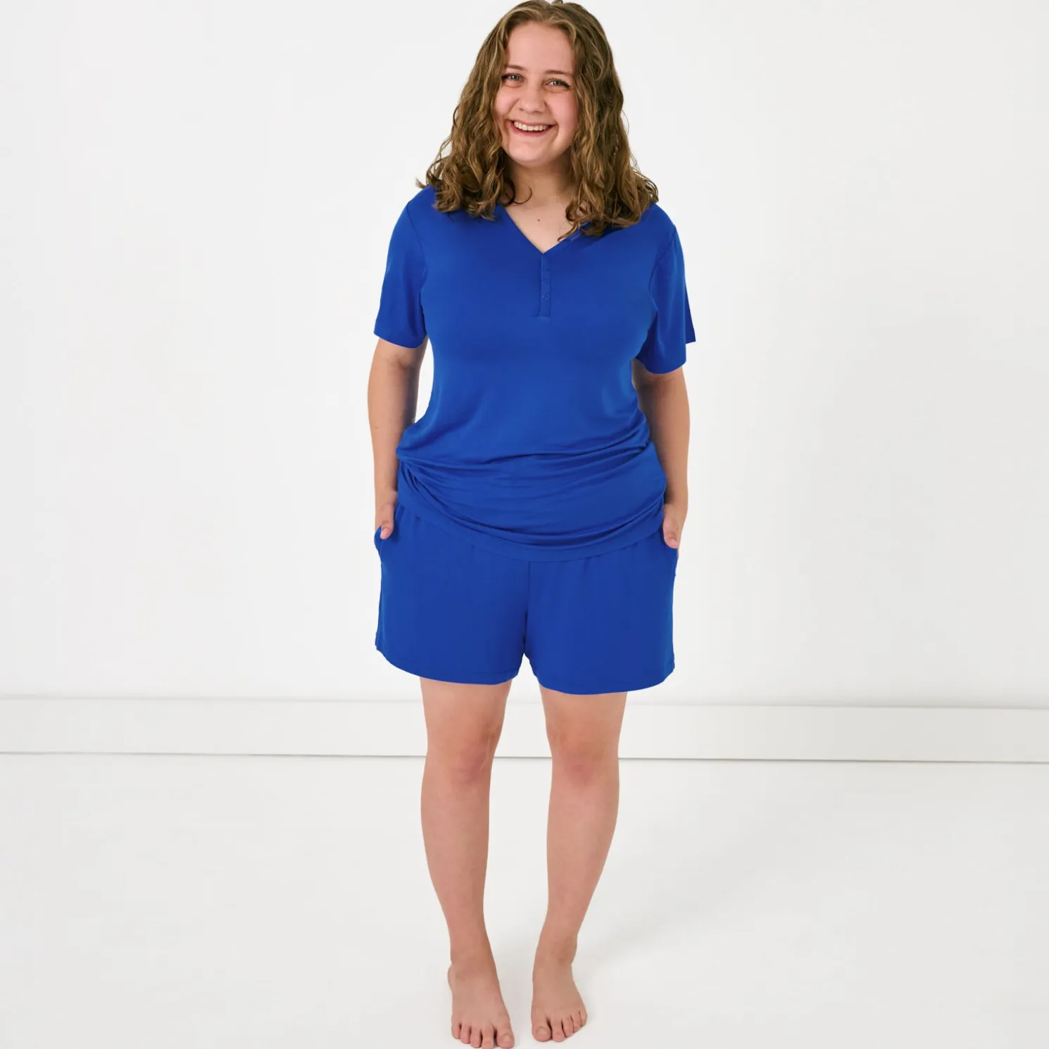 Electric Blue Women's Short Sleeve Pajama Top