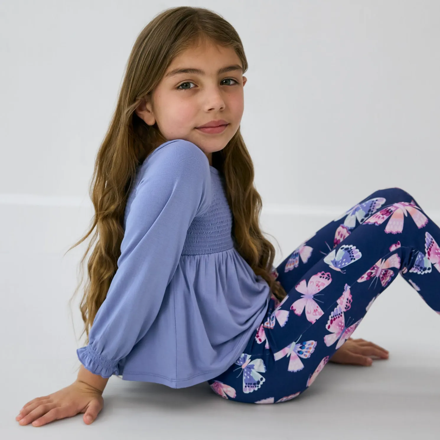 Faded Violet Smocked Peasant Top
