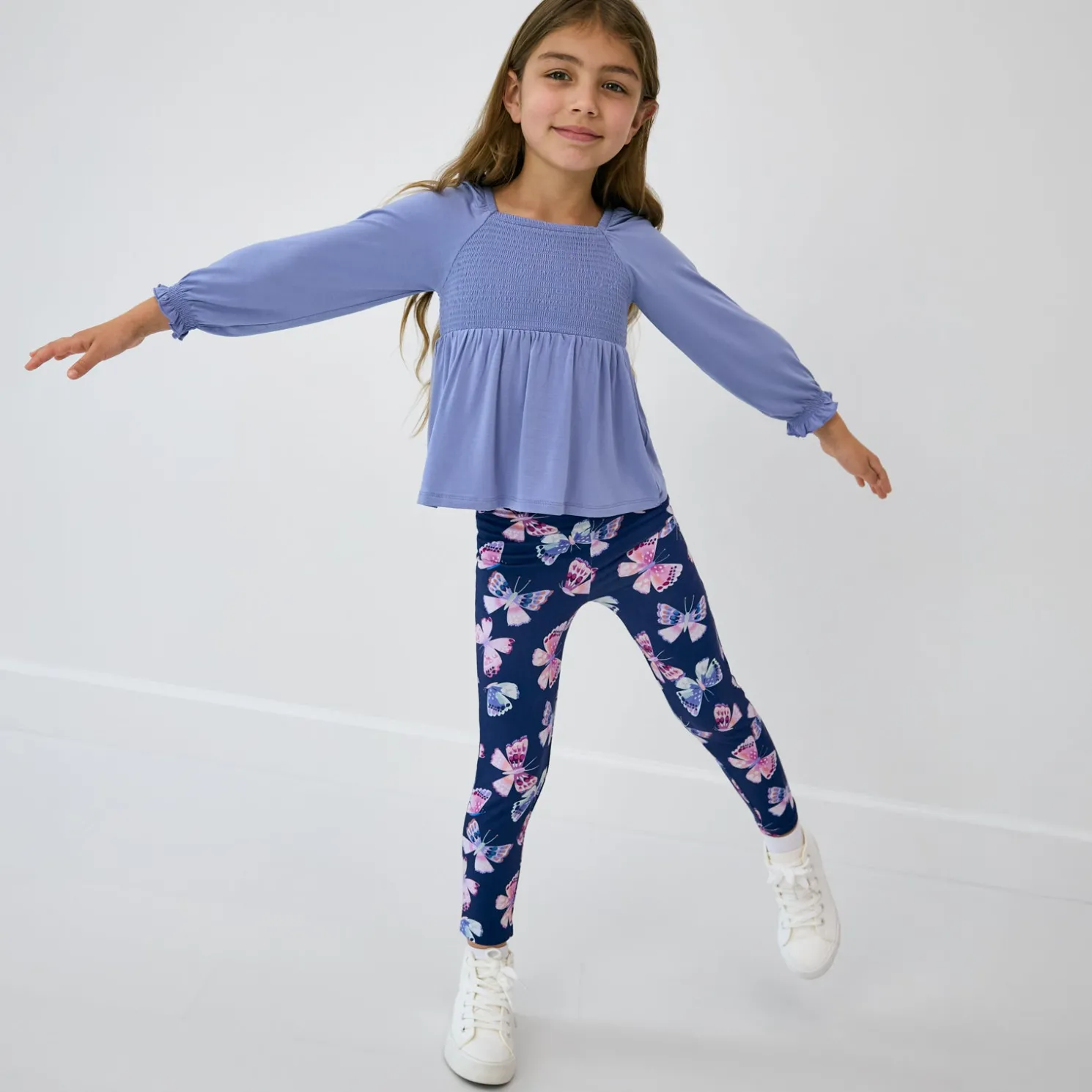 Faded Violet Smocked Peasant Top