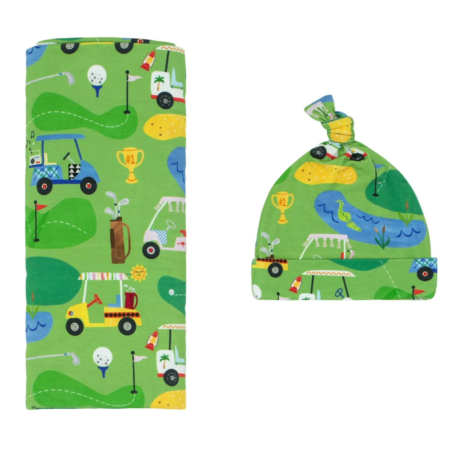 Fairway Fun Swaddle & Hat Set
