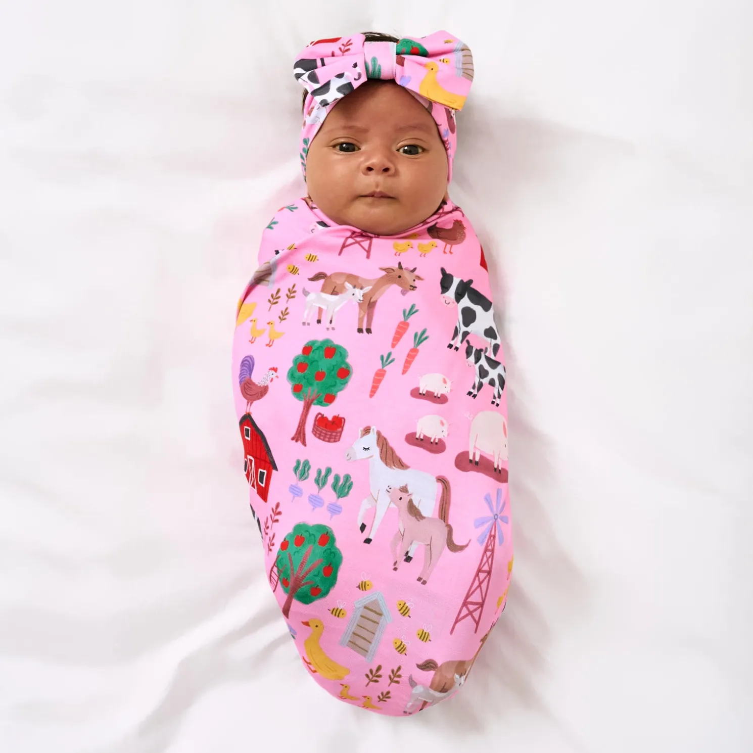 Farm Fam Swaddle & Luxe Bow Headband Set